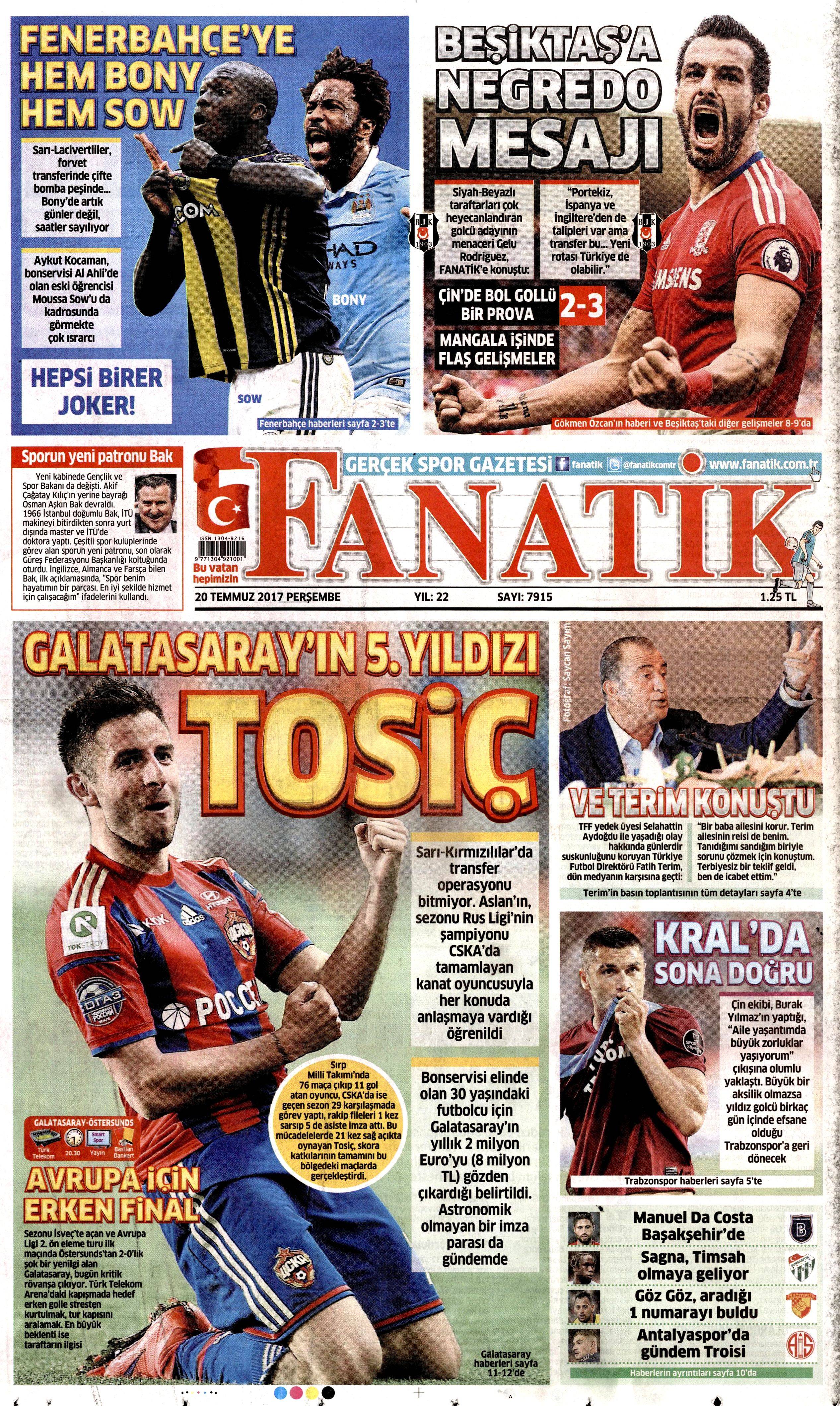 20 Temmuz 2017 gazete manşetleri - 36