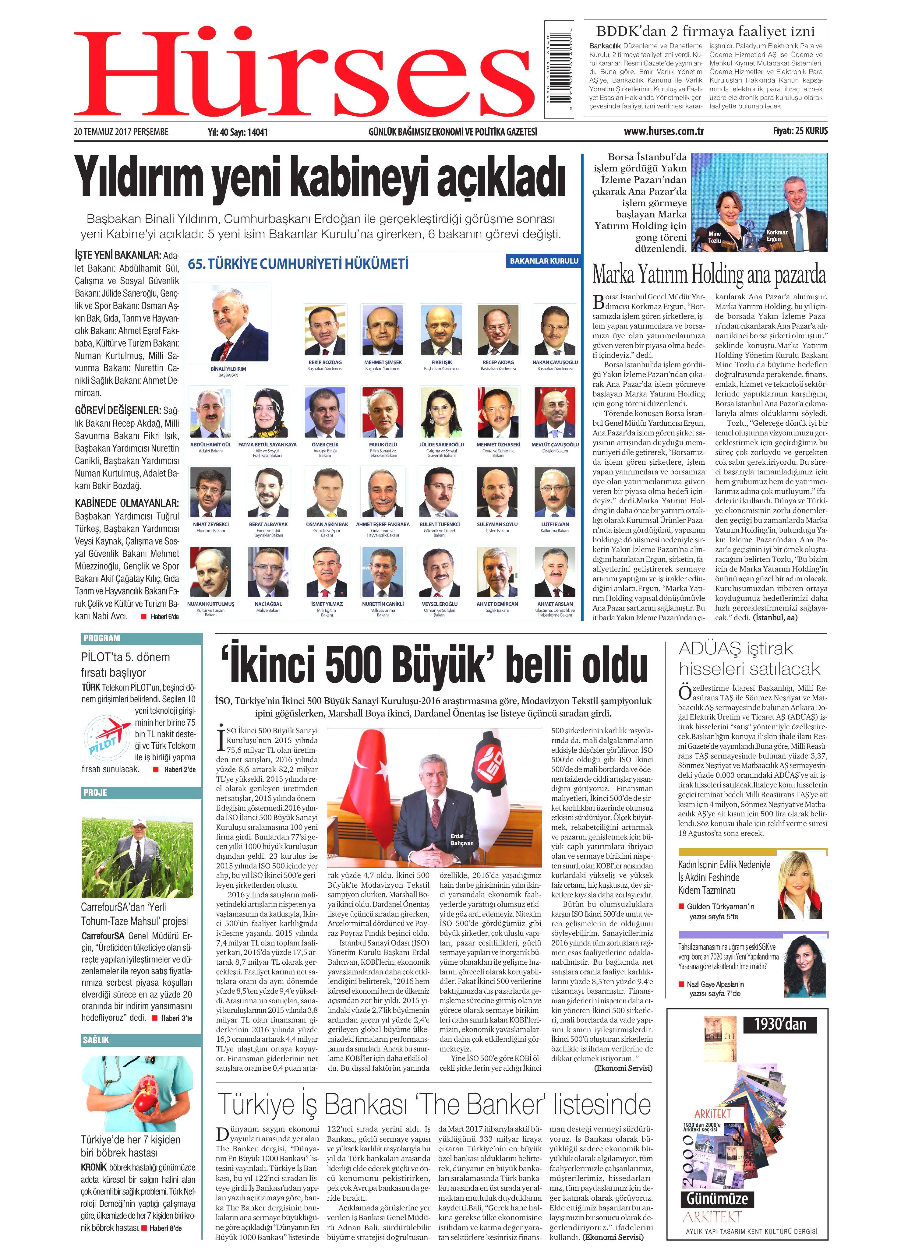 20 Temmuz 2017 gazete manşetleri - 11