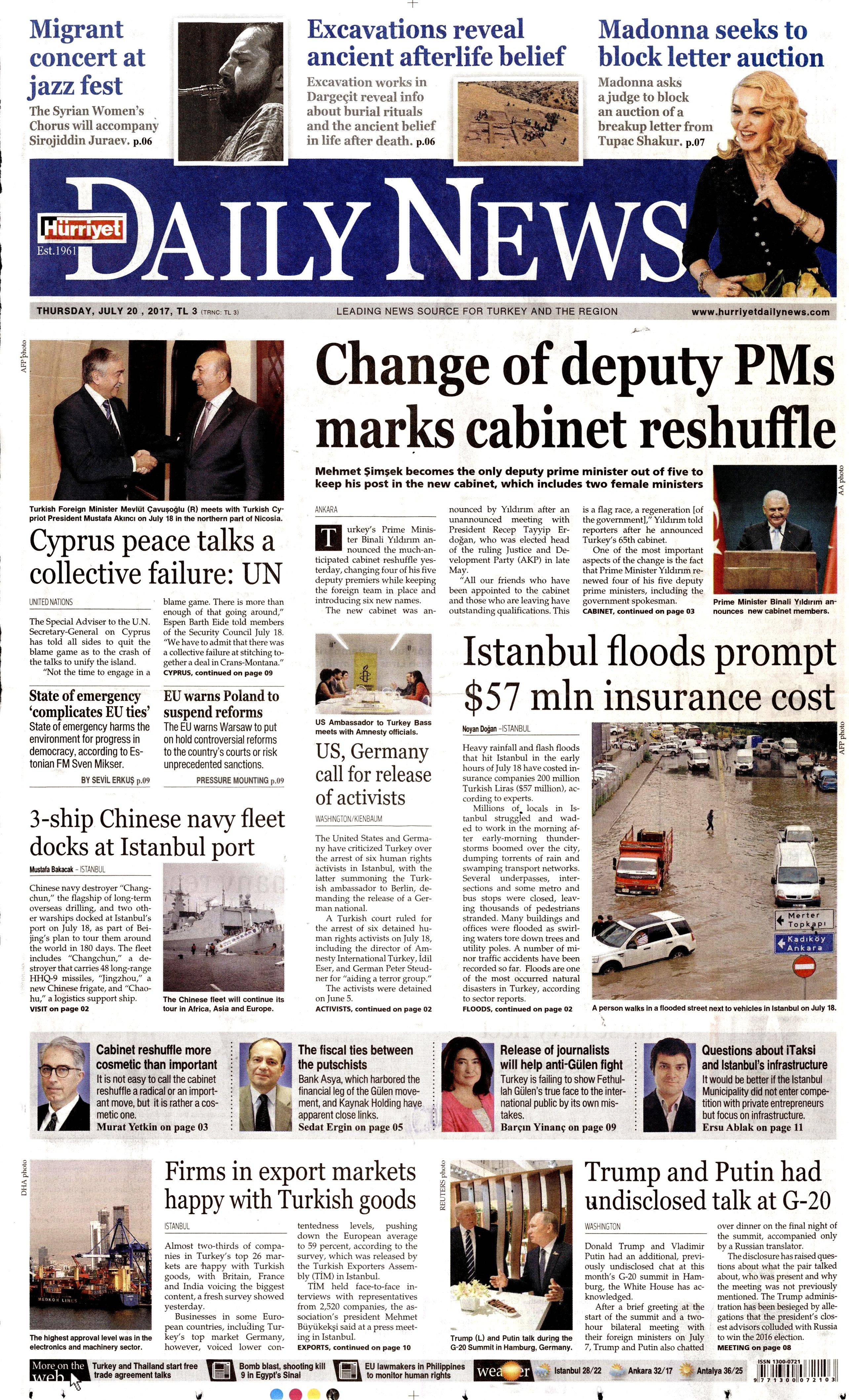 20 Temmuz 2017 gazete manşetleri - 5