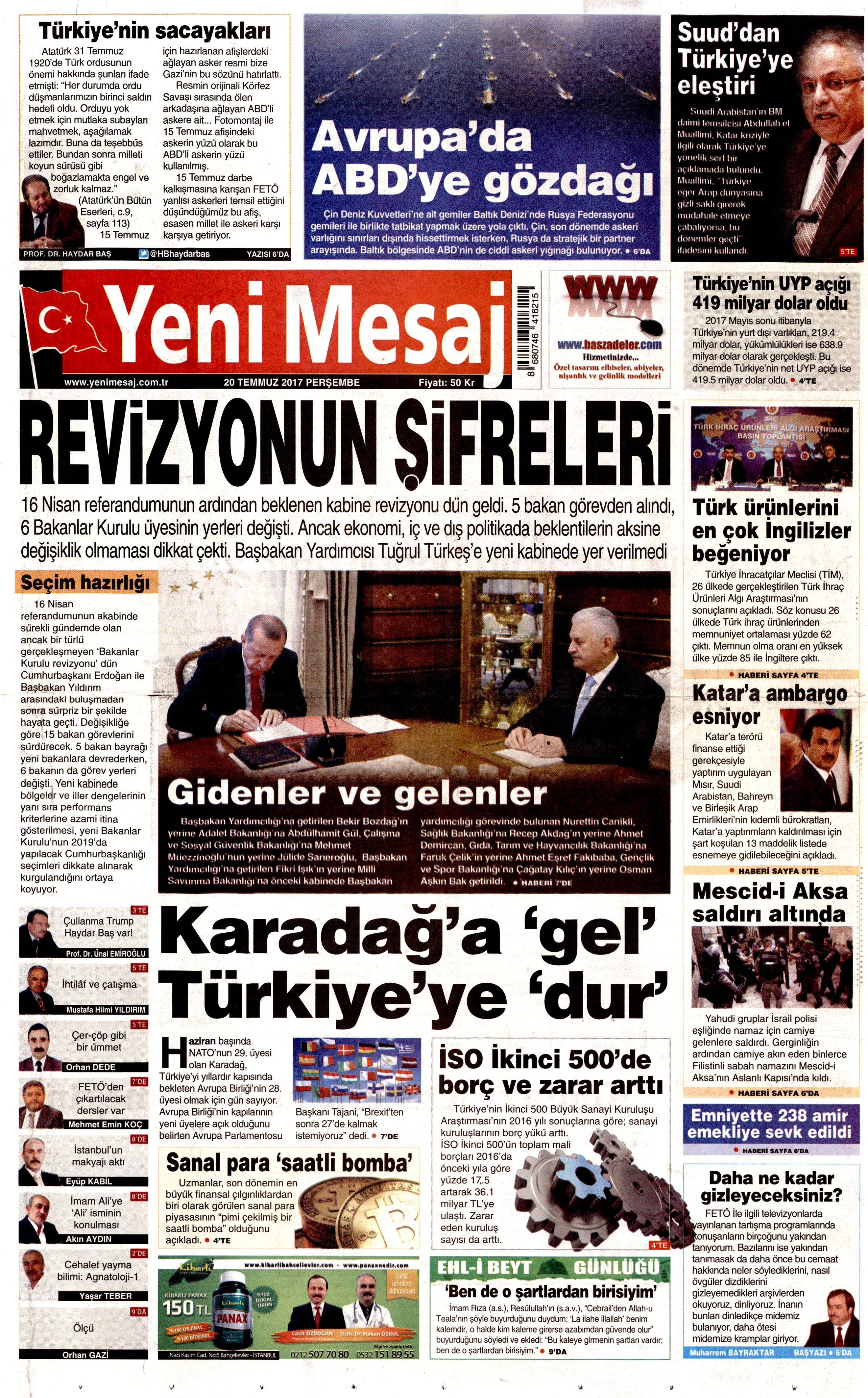 20 Temmuz 2017 gazete manşetleri - 29