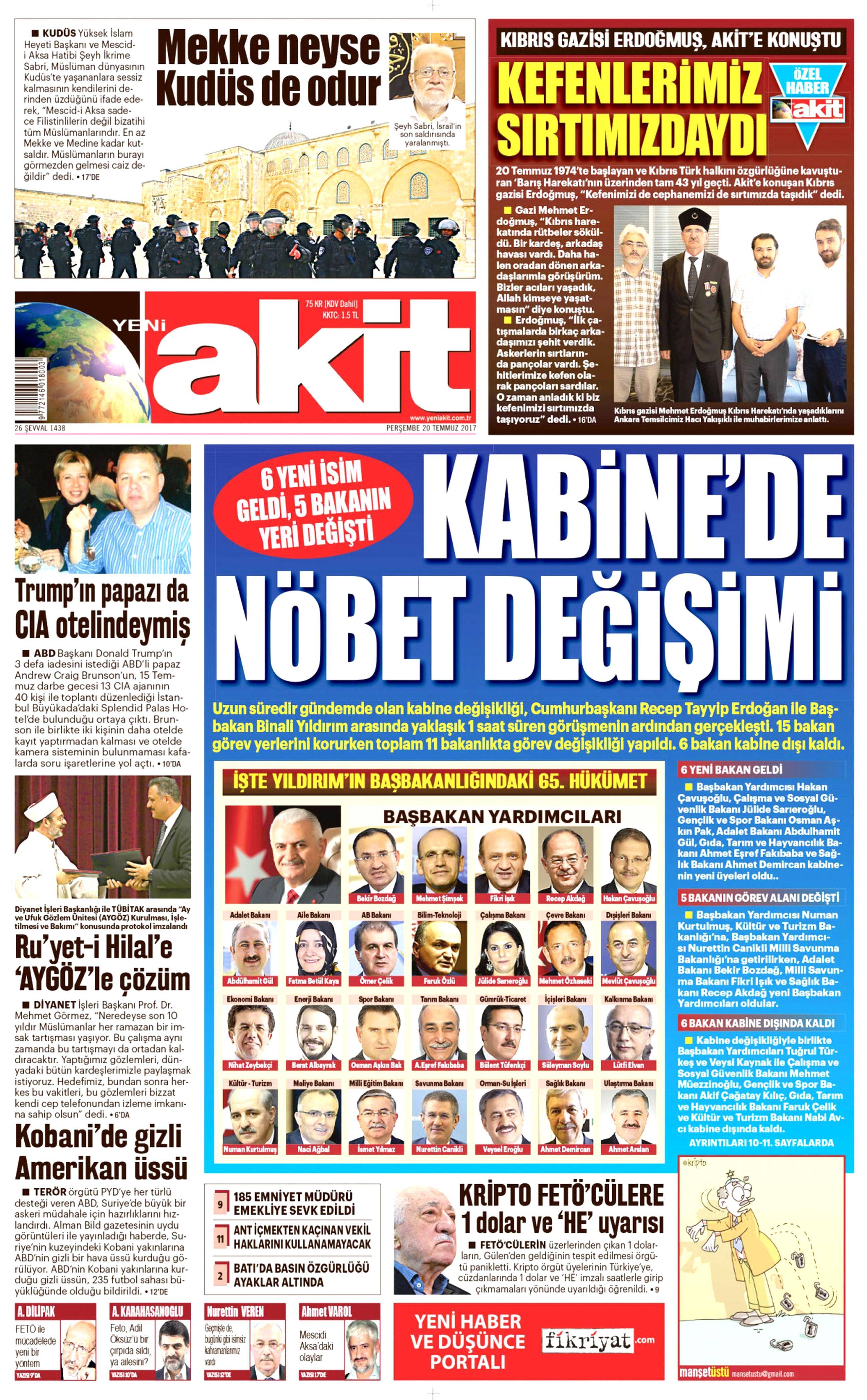 20 Temmuz 2017 gazete manşetleri - 3