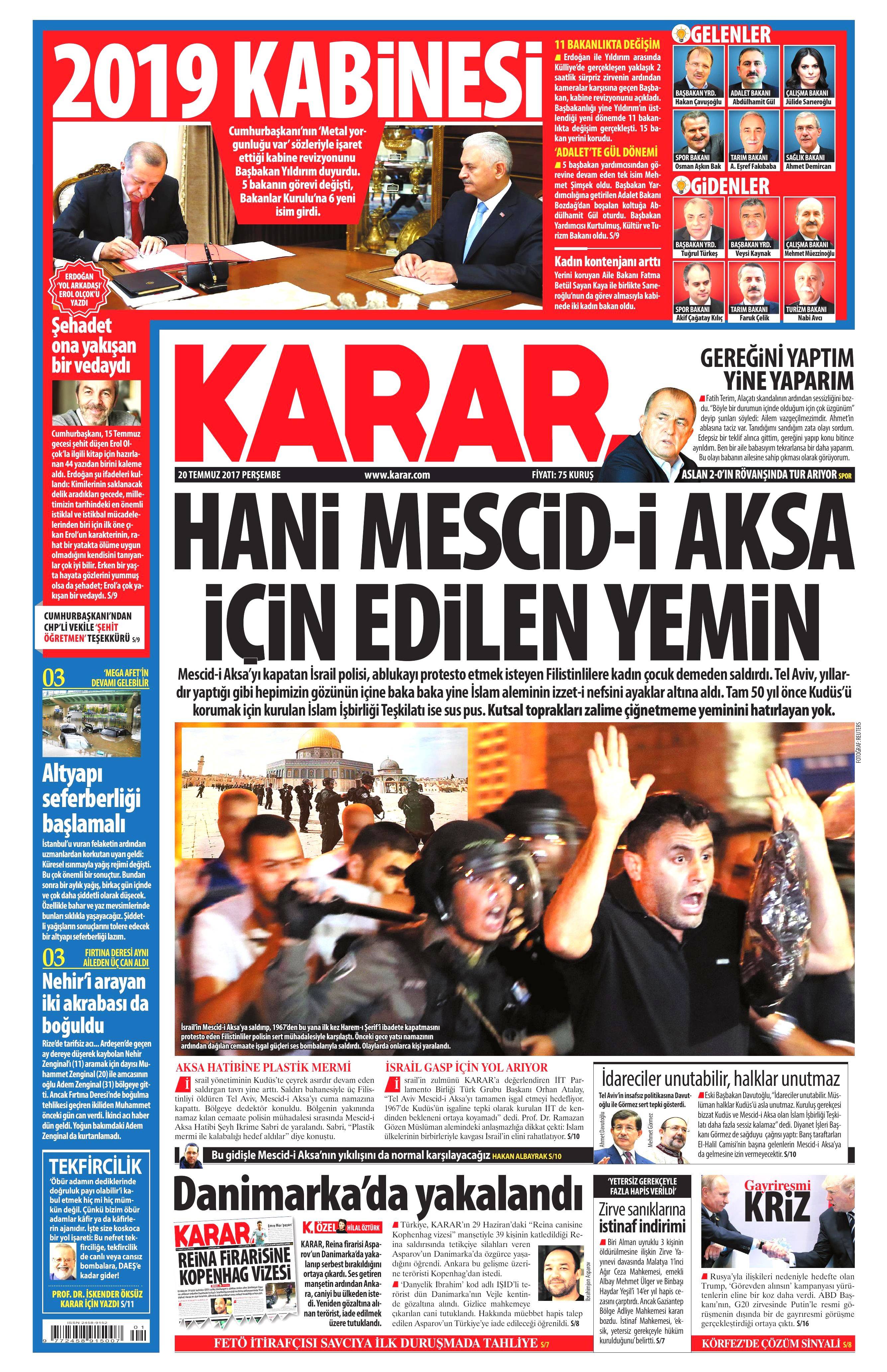 20 Temmuz 2017 gazete manşetleri - 13