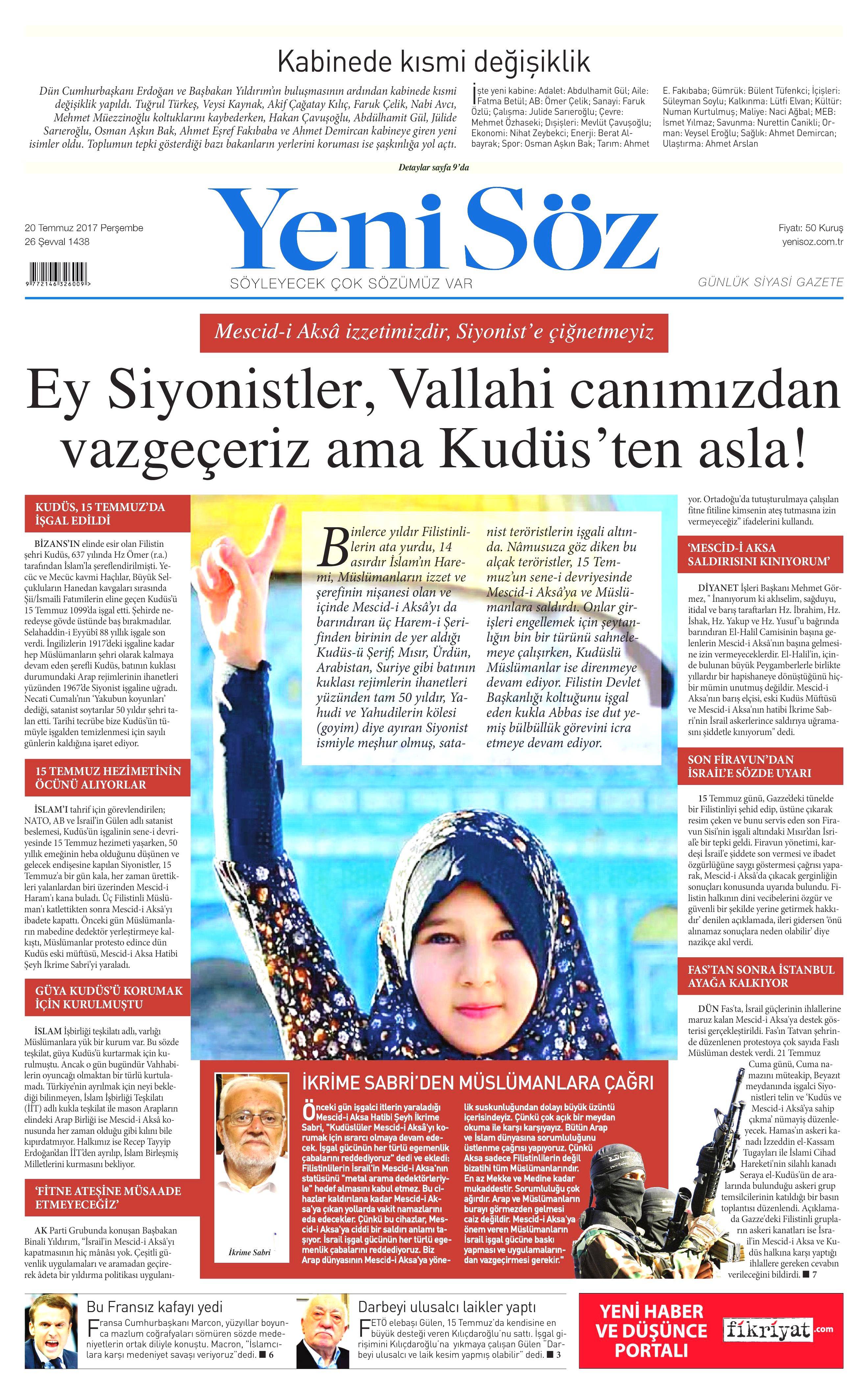 20 Temmuz 2017 gazete manşetleri - 31