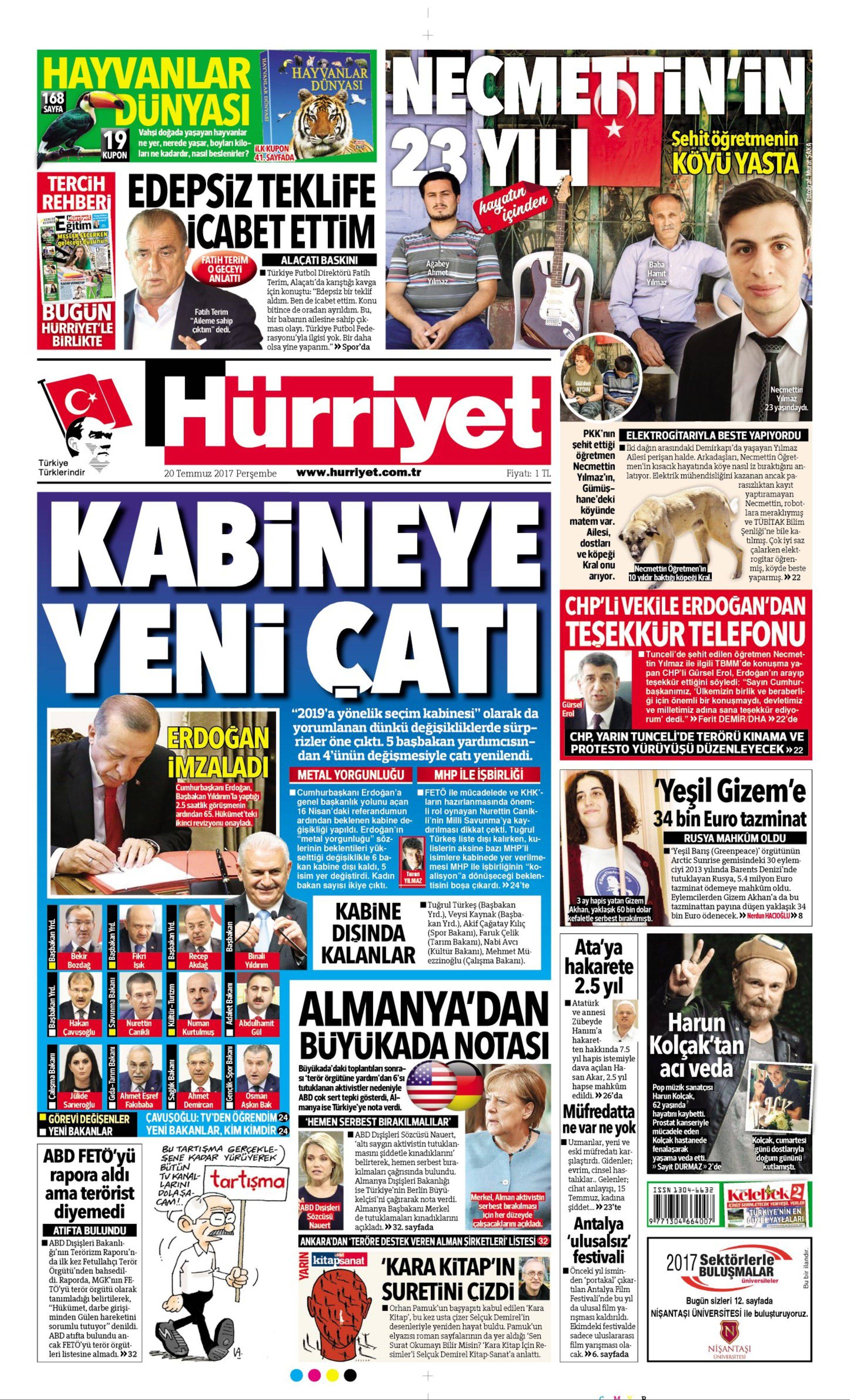 20 Temmuz 2017 gazete manşetleri - 10