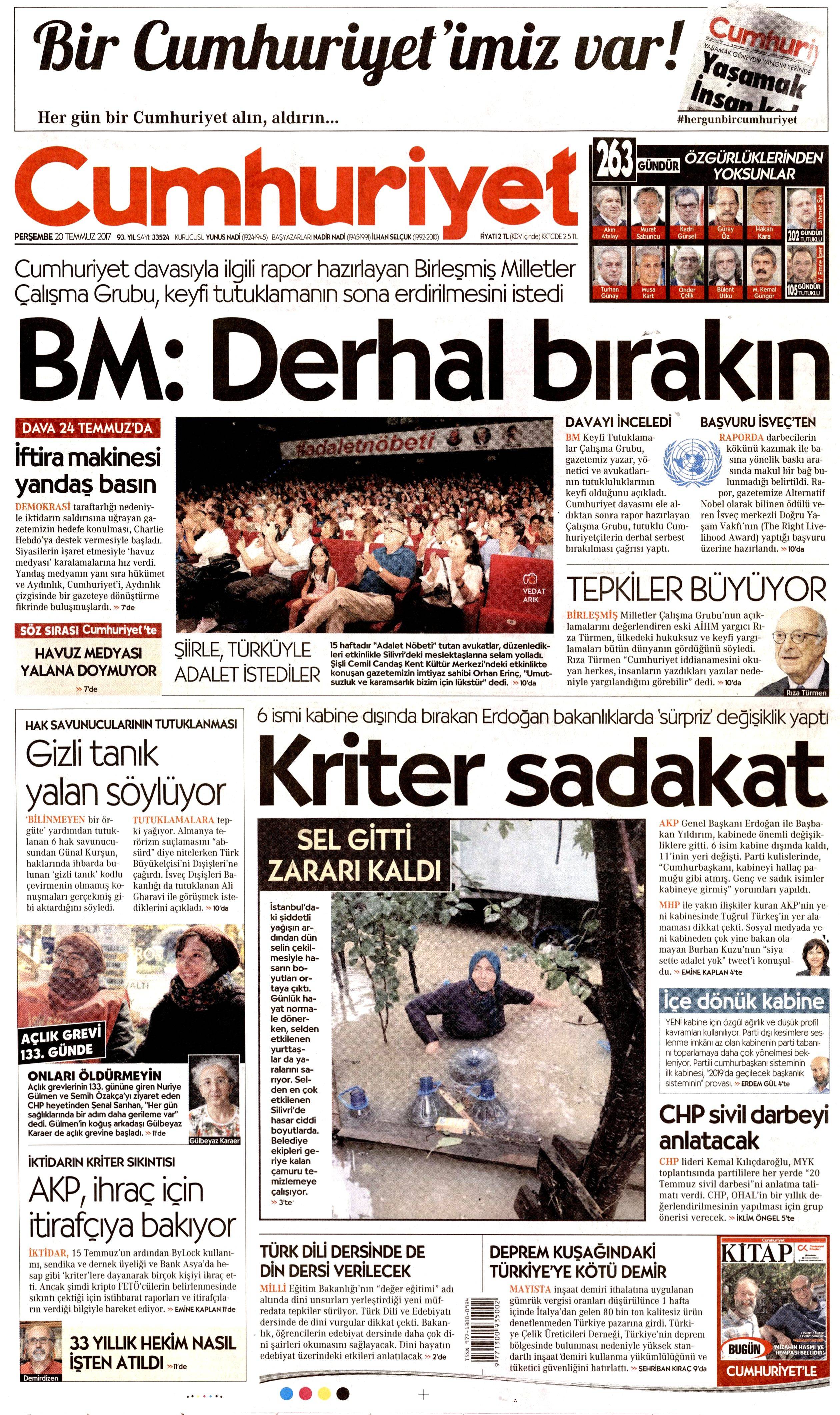 20 Temmuz 2017 gazete manşetleri - 39