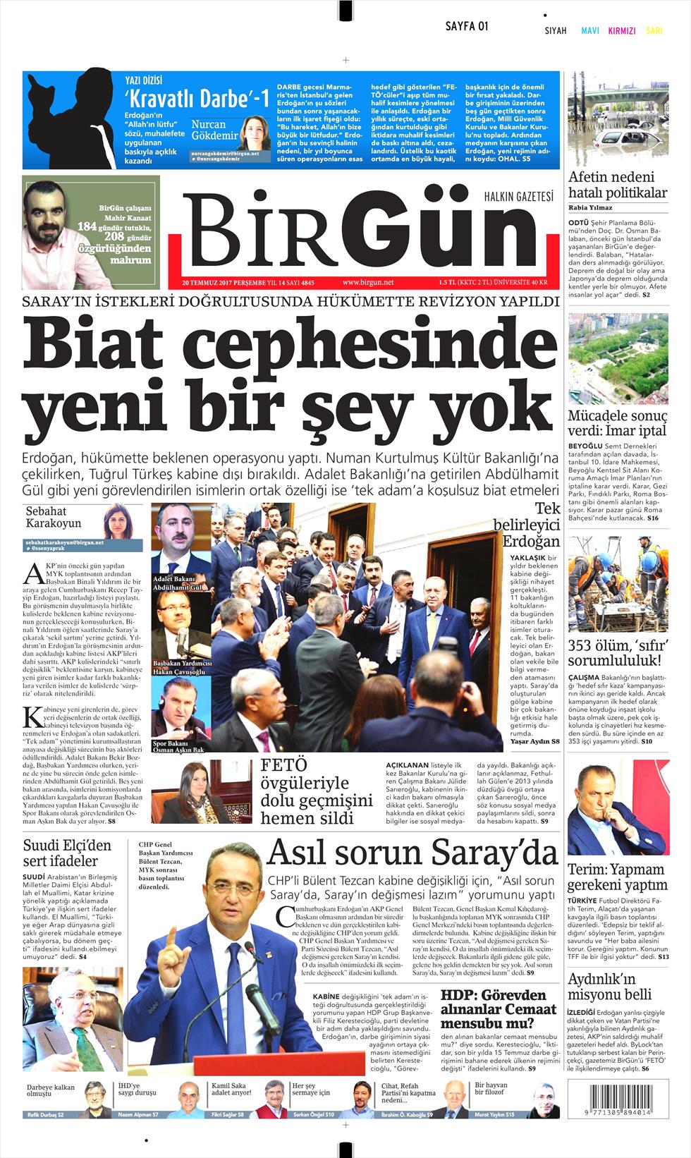 20 Temmuz 2017 gazete manşetleri - 38