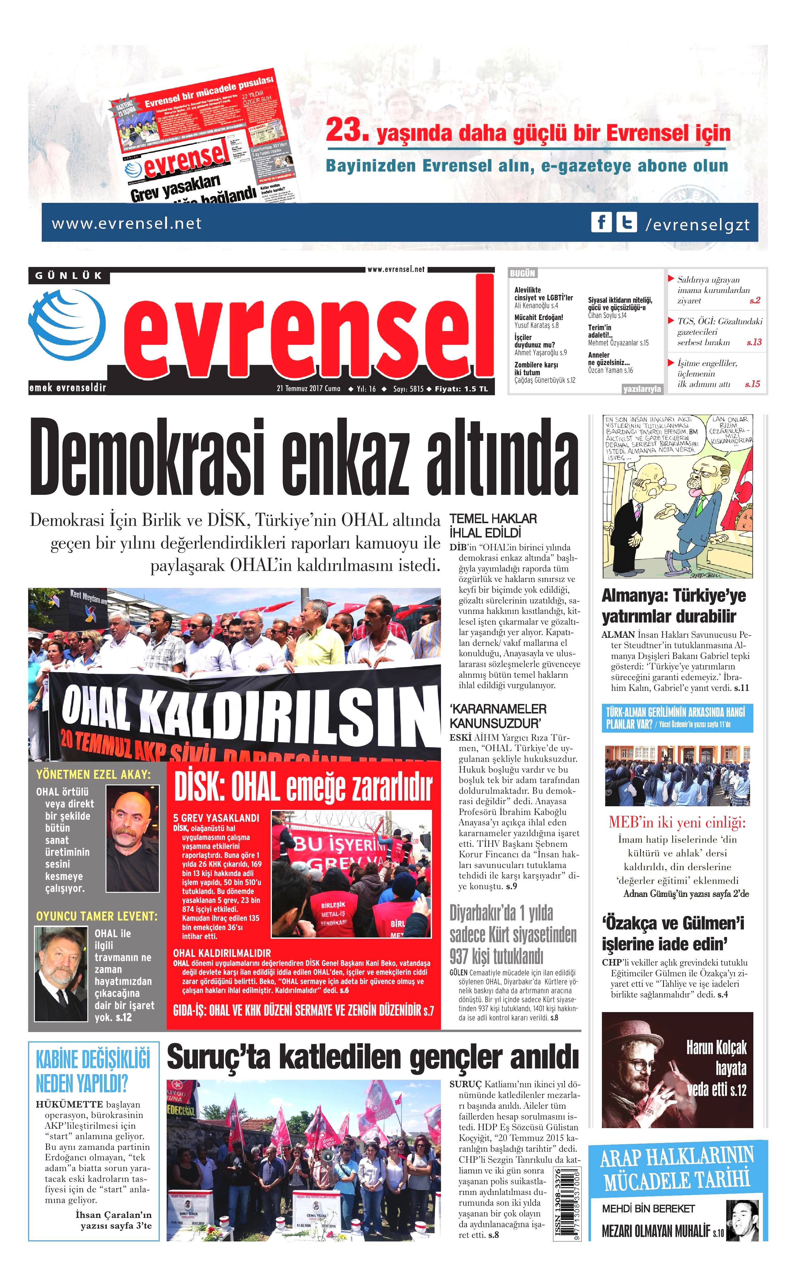 21 Temmuz 2017 gazete manşetleri - 39