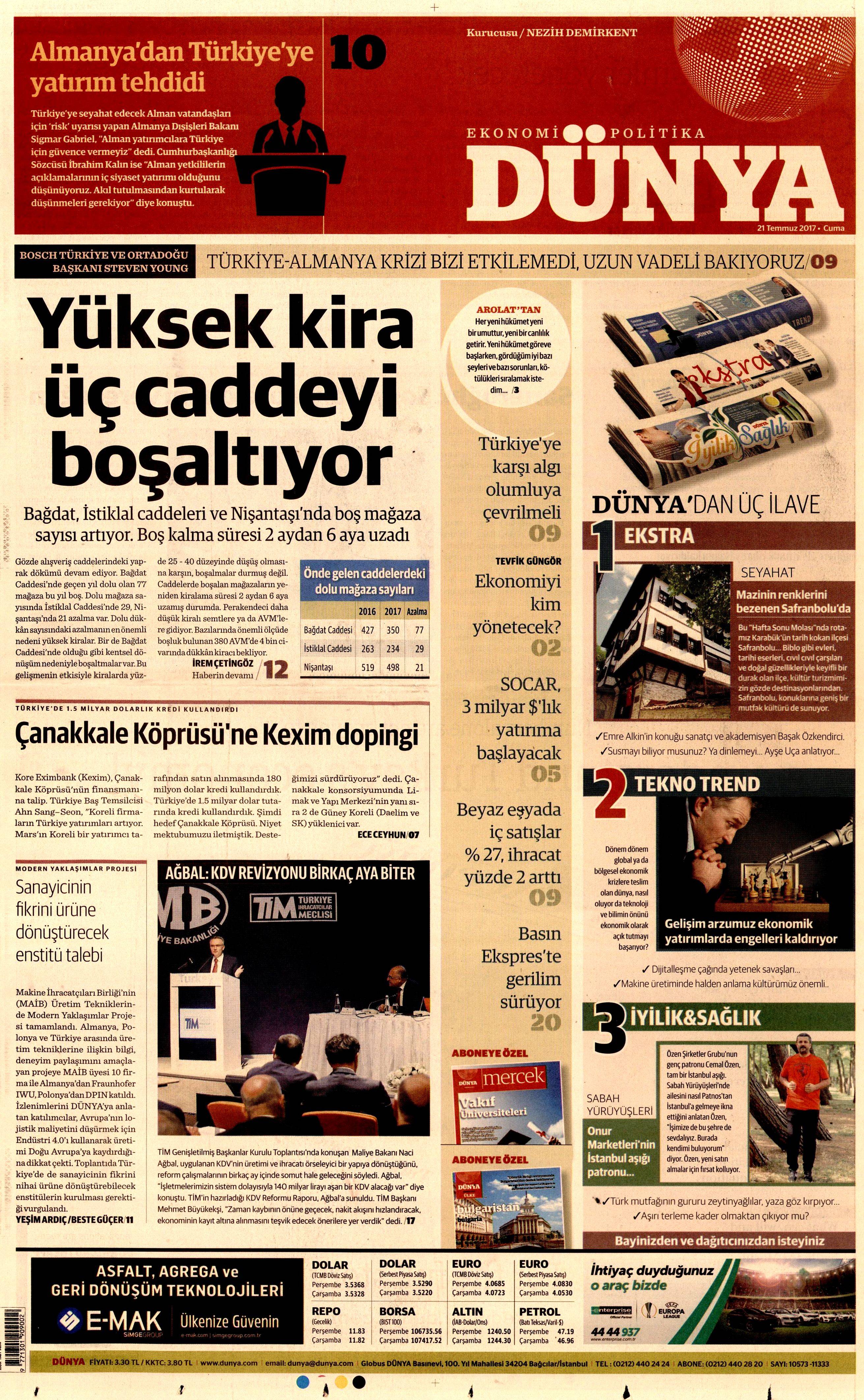 21 Temmuz 2017 gazete manşetleri - 7