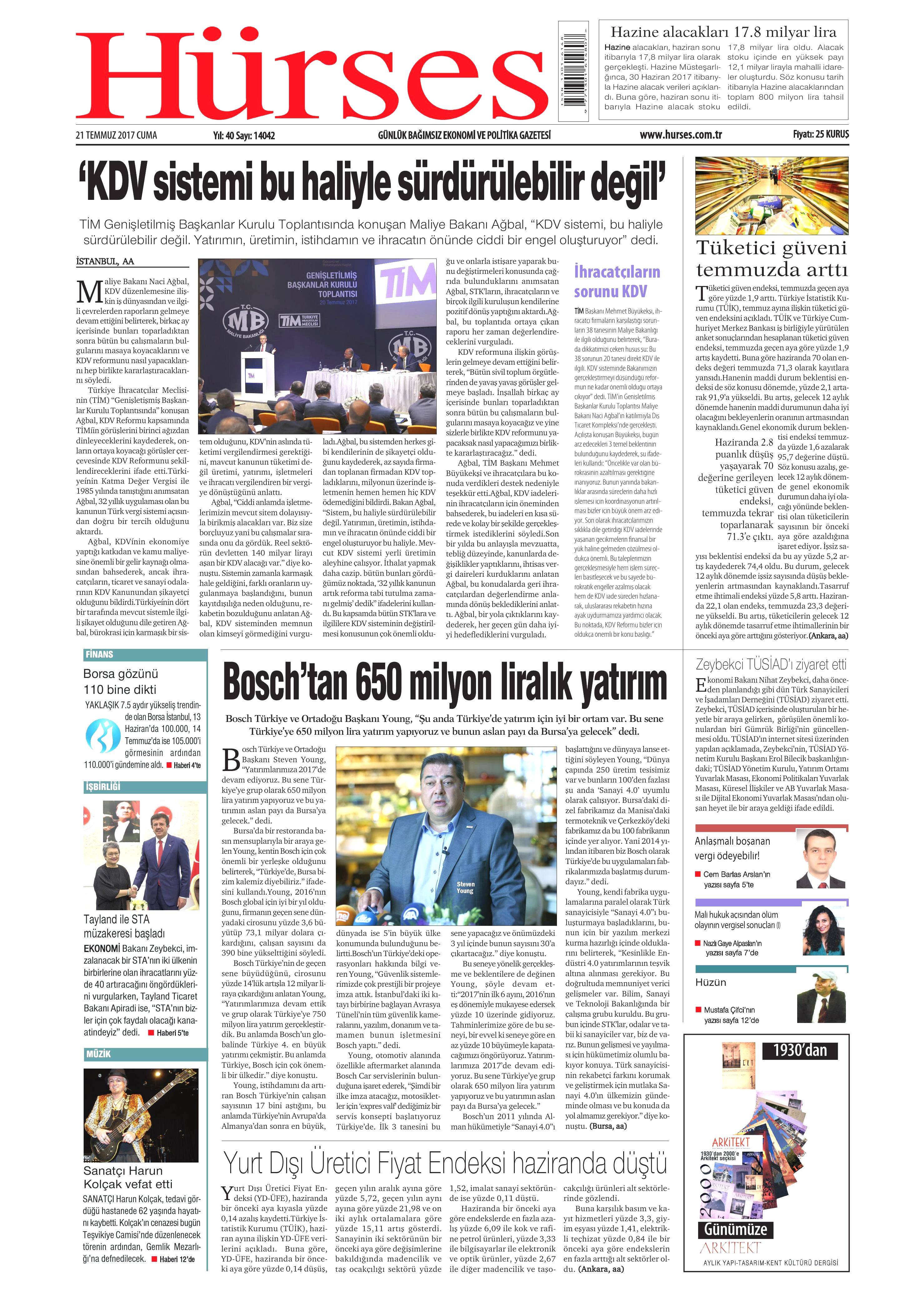 21 Temmuz 2017 gazete manşetleri - 11
