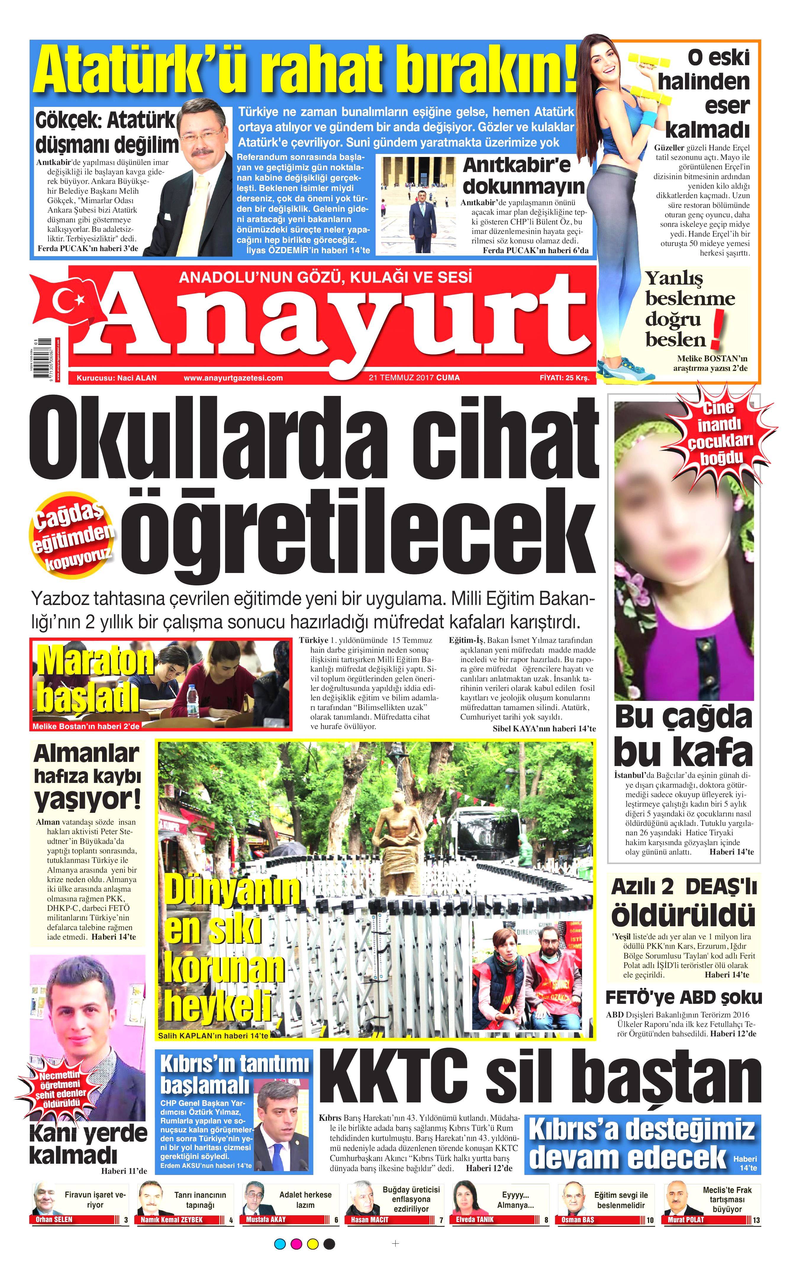 21 Temmuz 2017 gazete manşetleri - 2