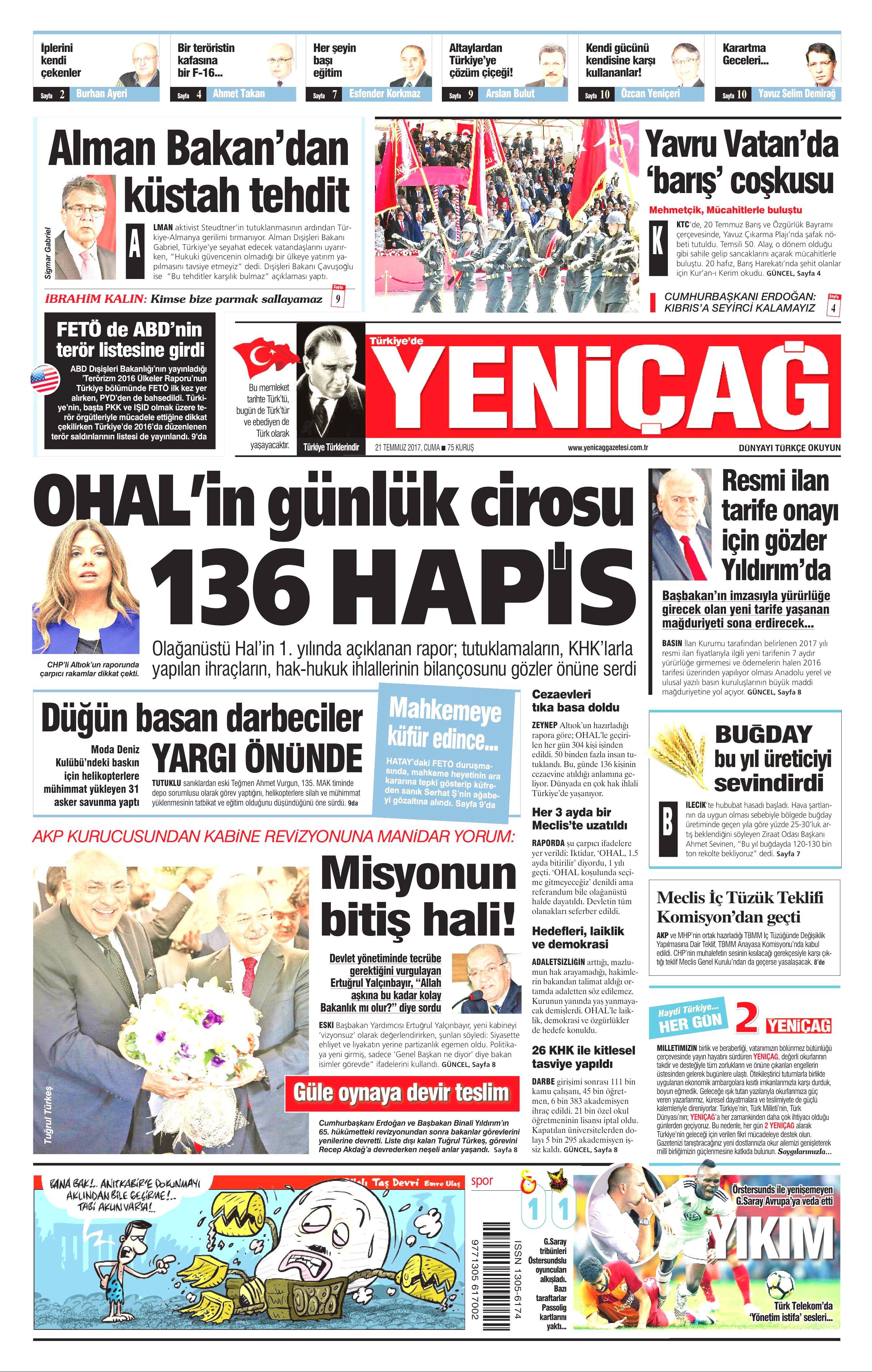 21 Temmuz 2017 gazete manşetleri - 28