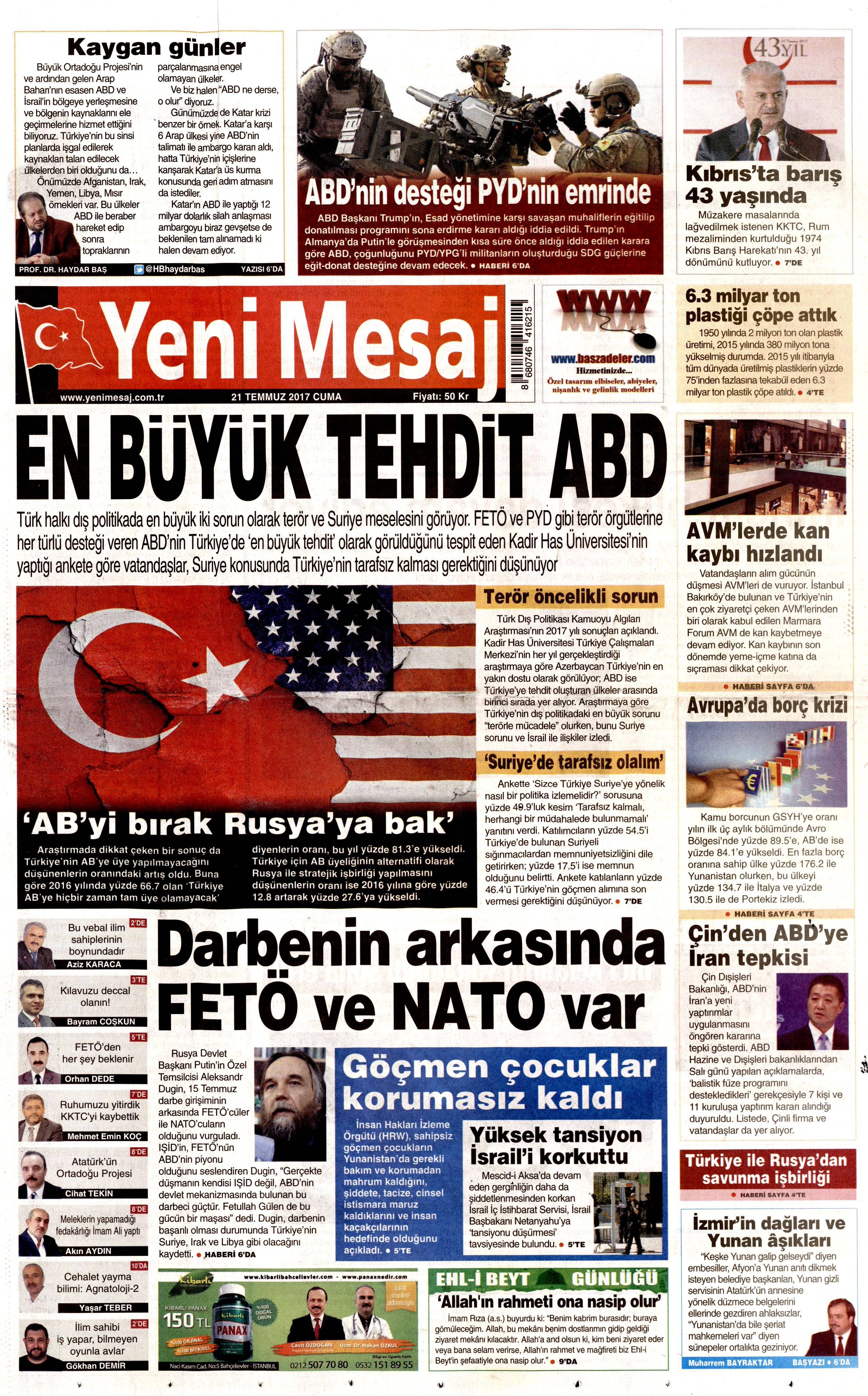 21 Temmuz 2017 gazete manşetleri - 29