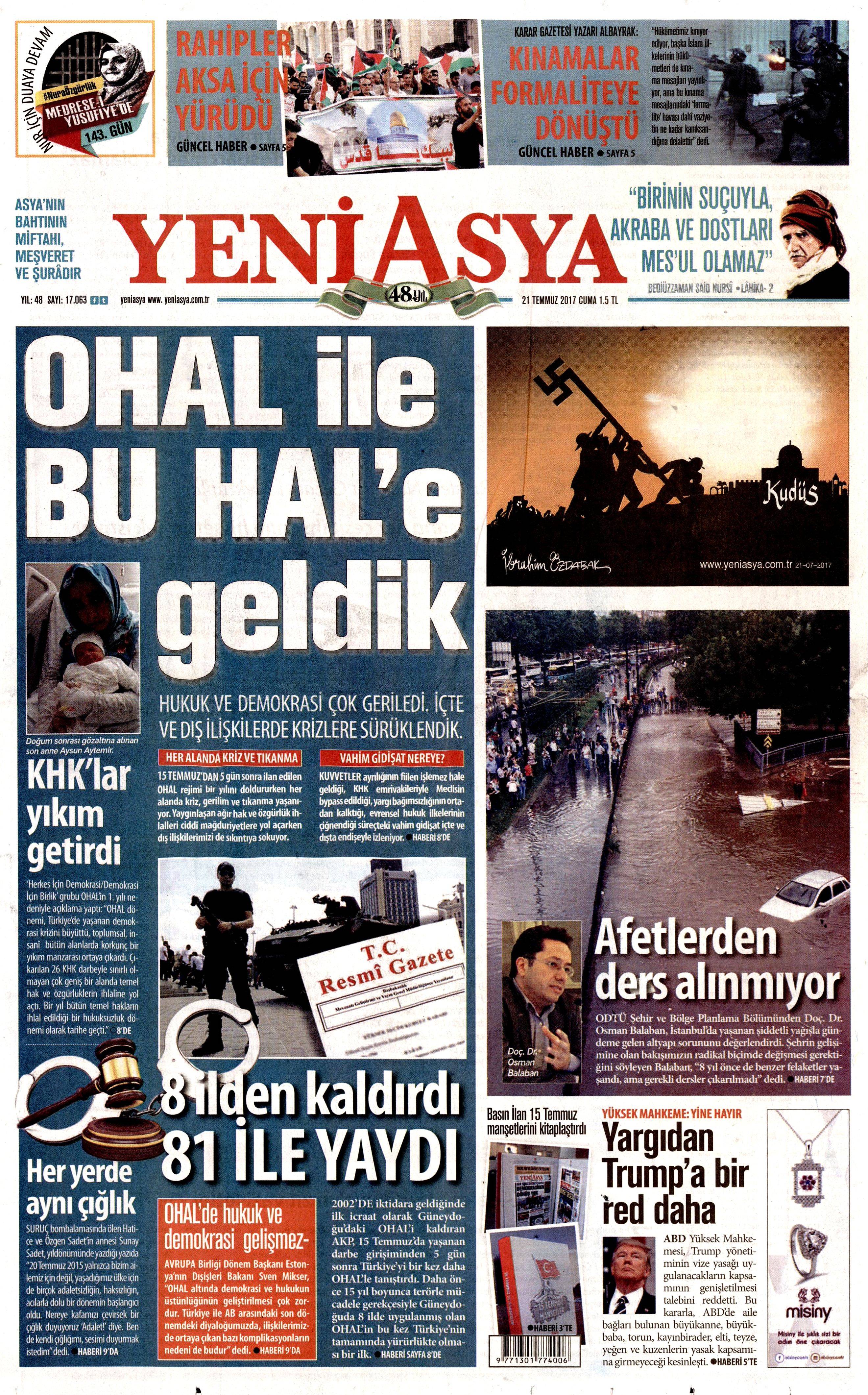 21 Temmuz 2017 gazete manşetleri - 26