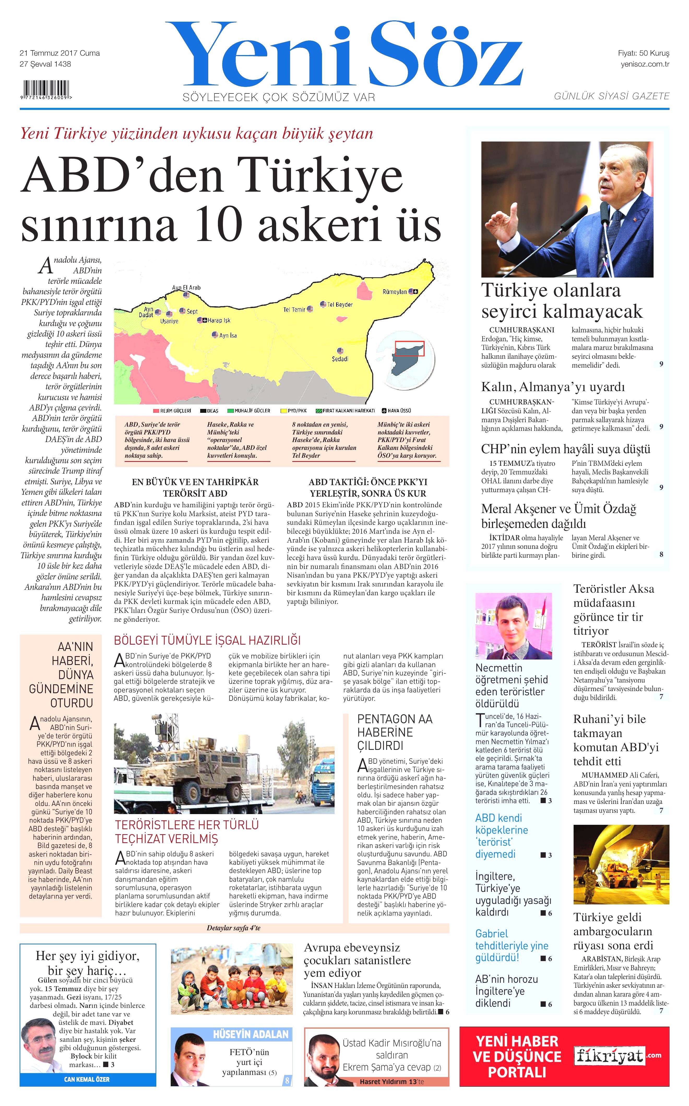 21 Temmuz 2017 gazete manşetleri - 30