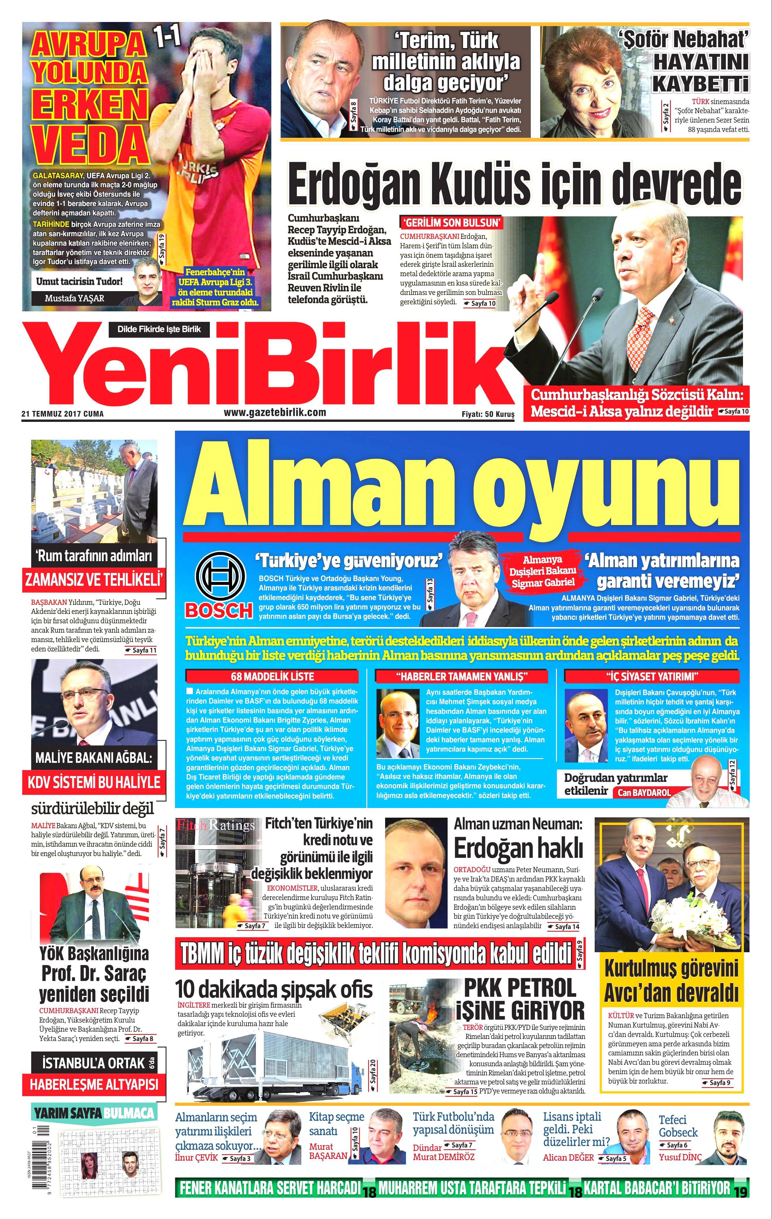21 Temmuz 2017 gazete manşetleri - 27