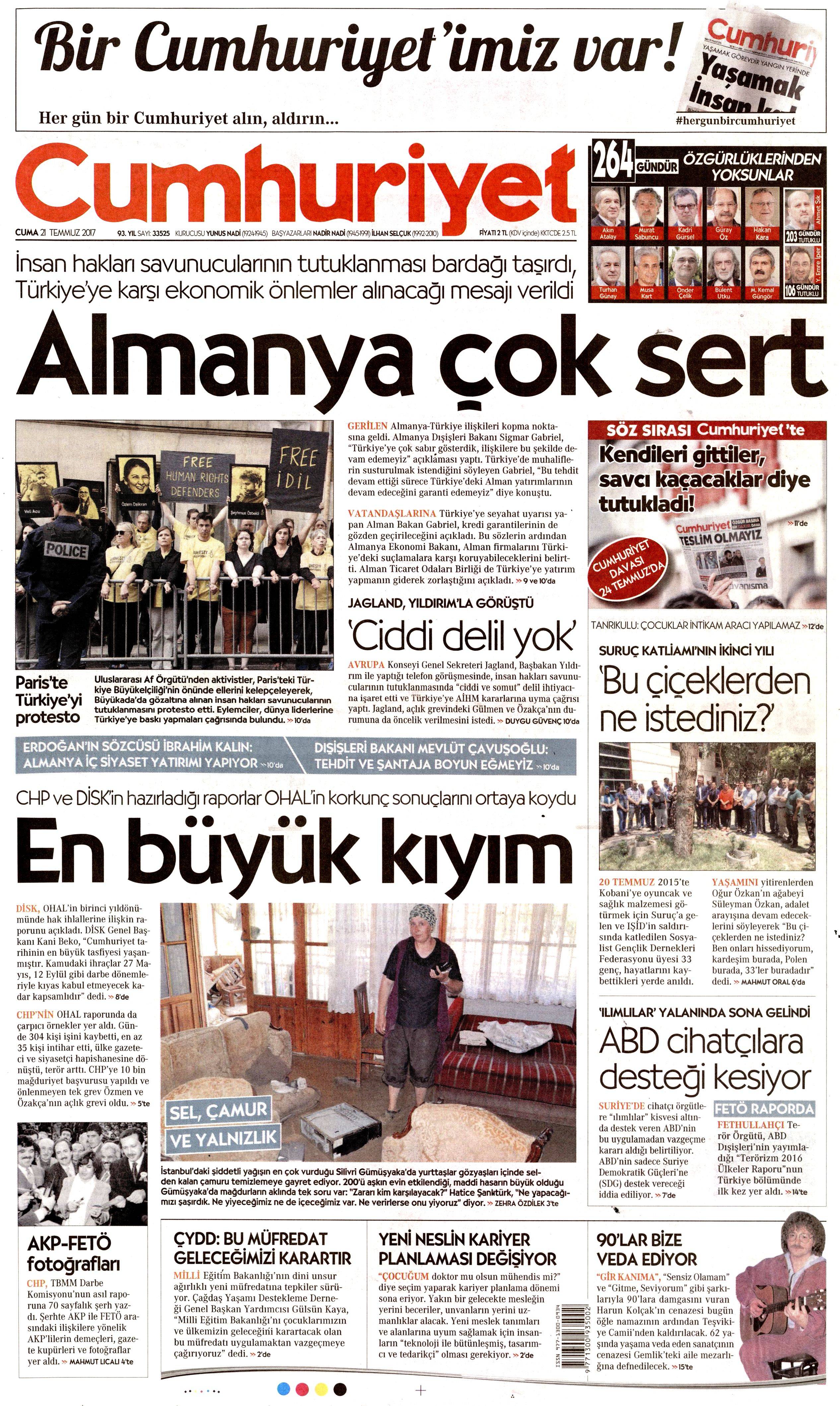 21 Temmuz 2017 gazete manşetleri - 38