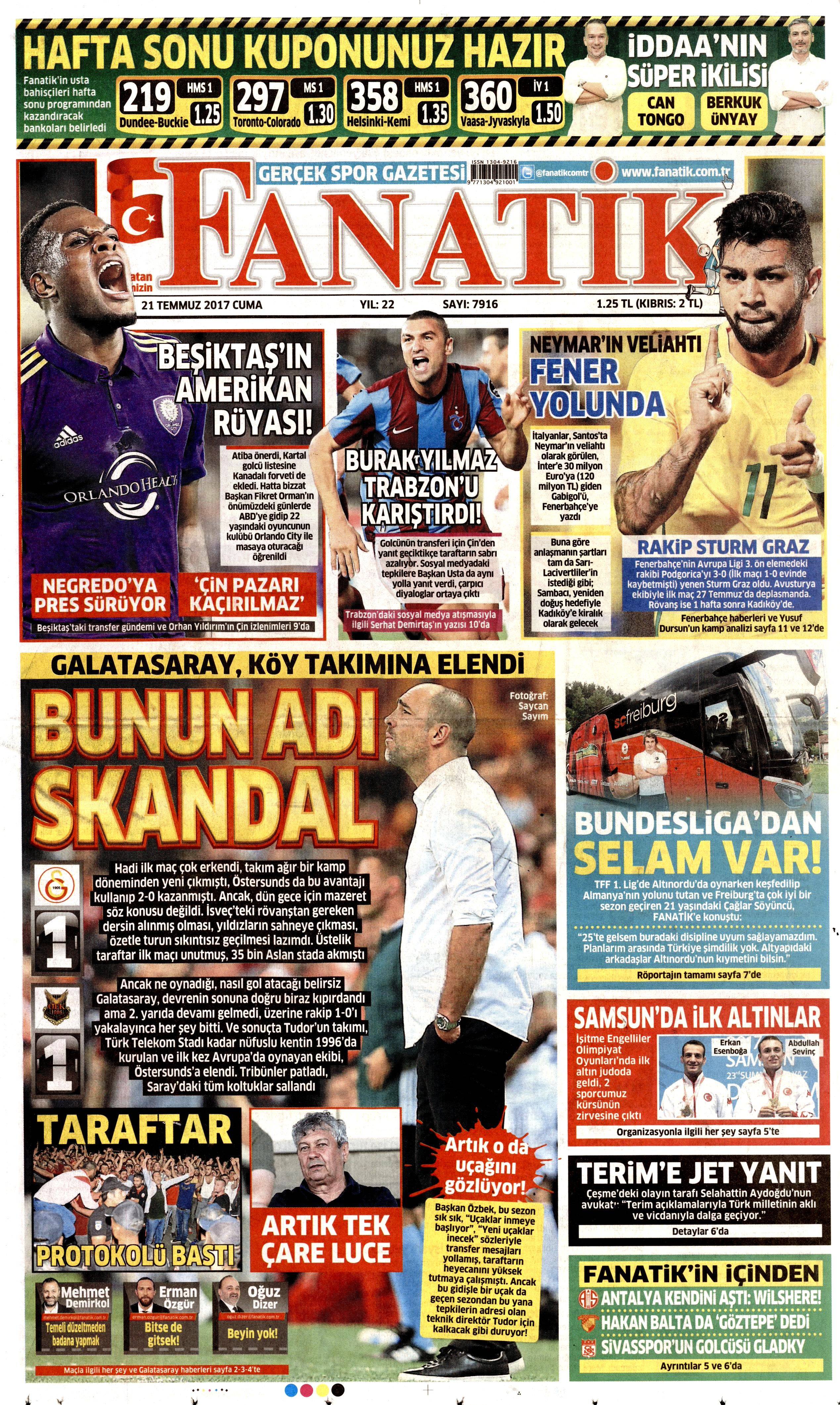 21 Temmuz 2017 gazete manşetleri - 35