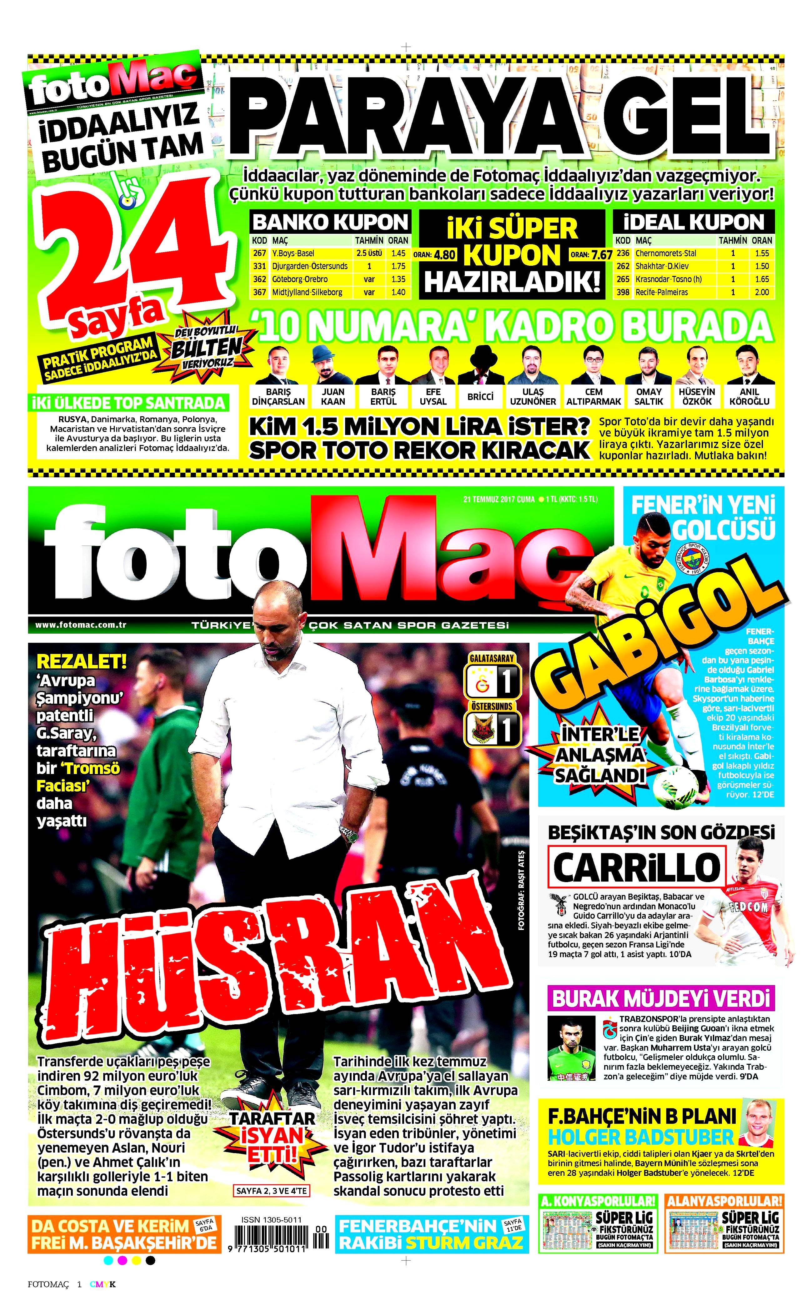 21 Temmuz 2017 gazete manşetleri - 33