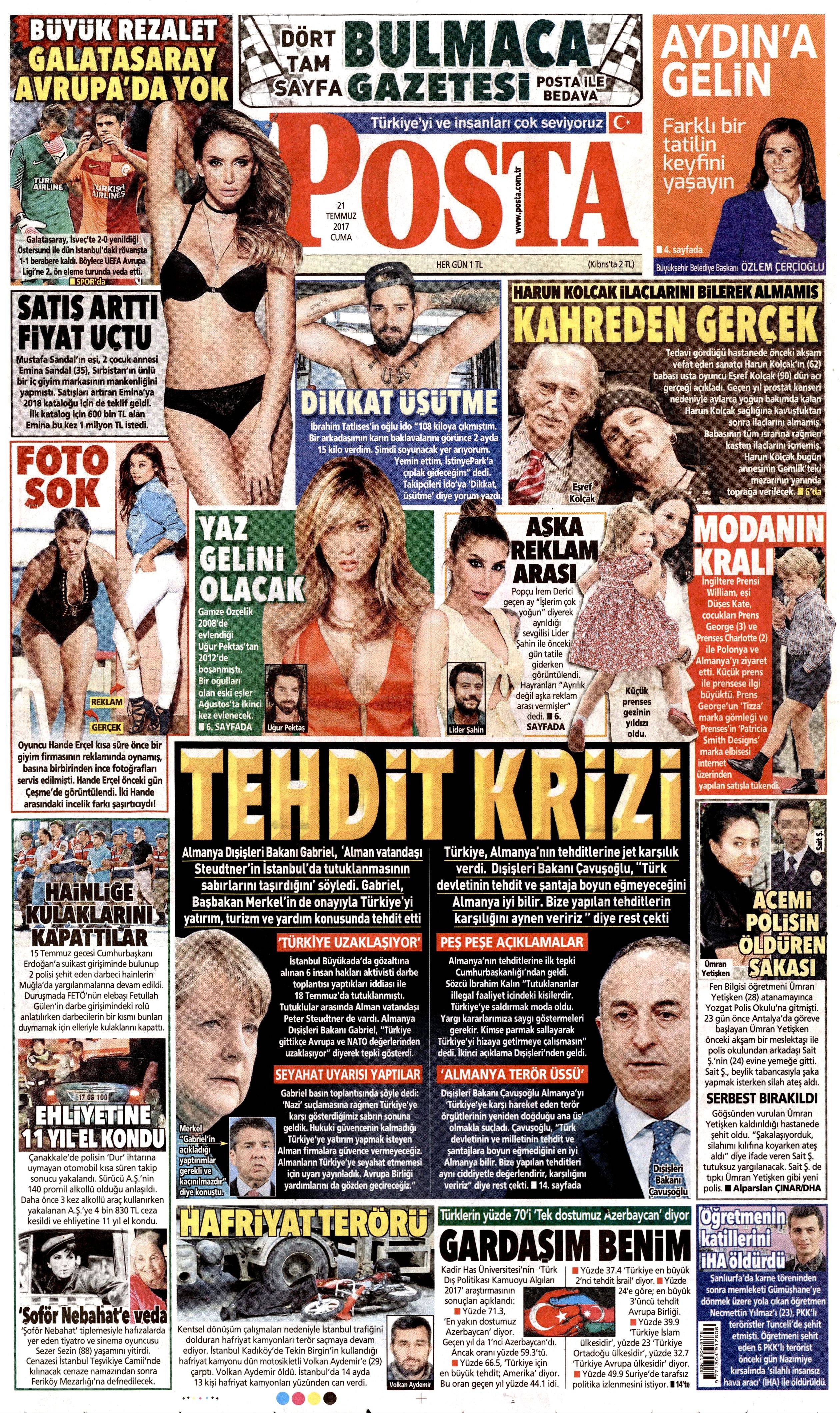 21 Temmuz 2017 gazete manşetleri - 19