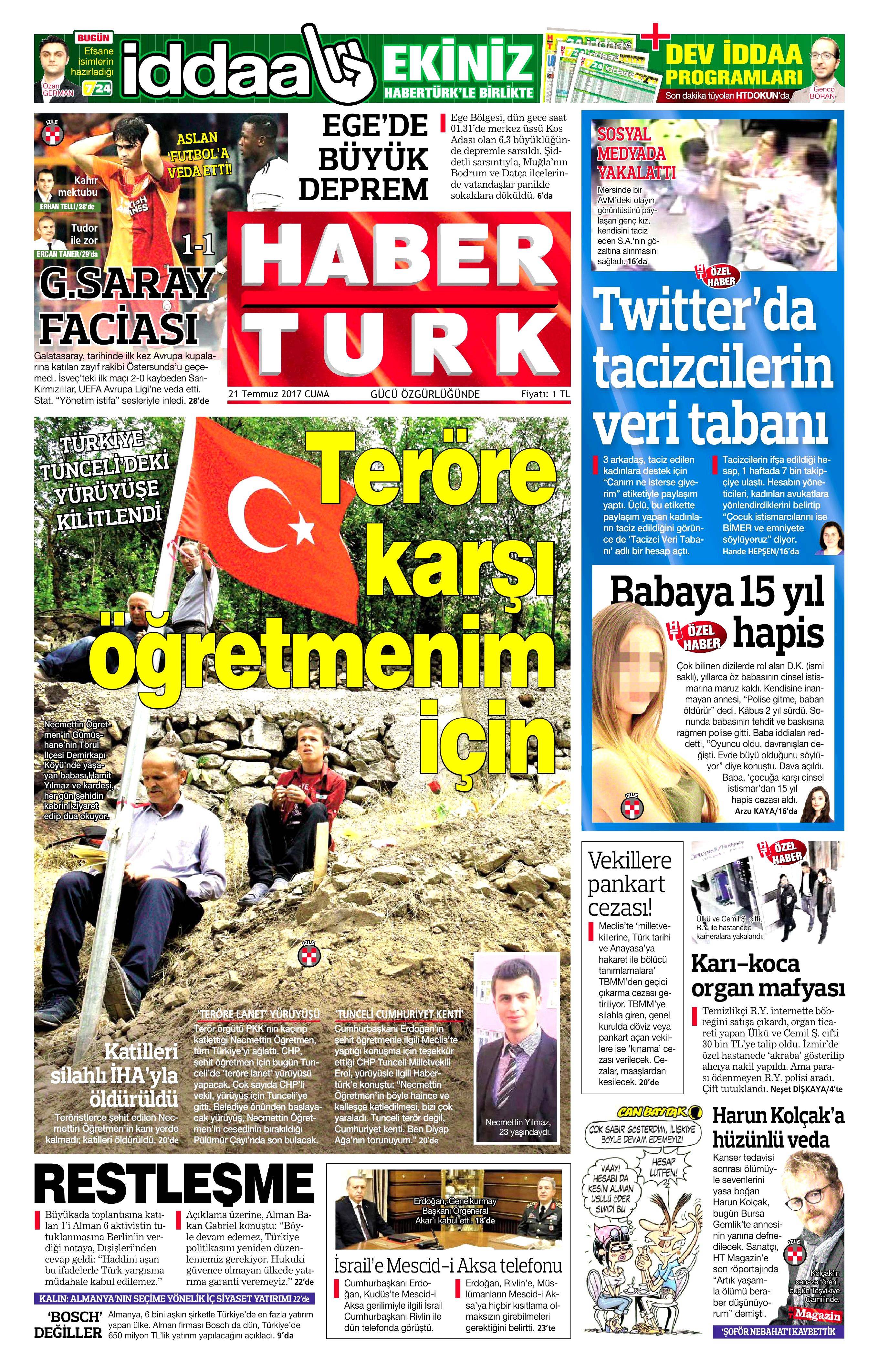 21 Temmuz 2017 gazete manşetleri - 9