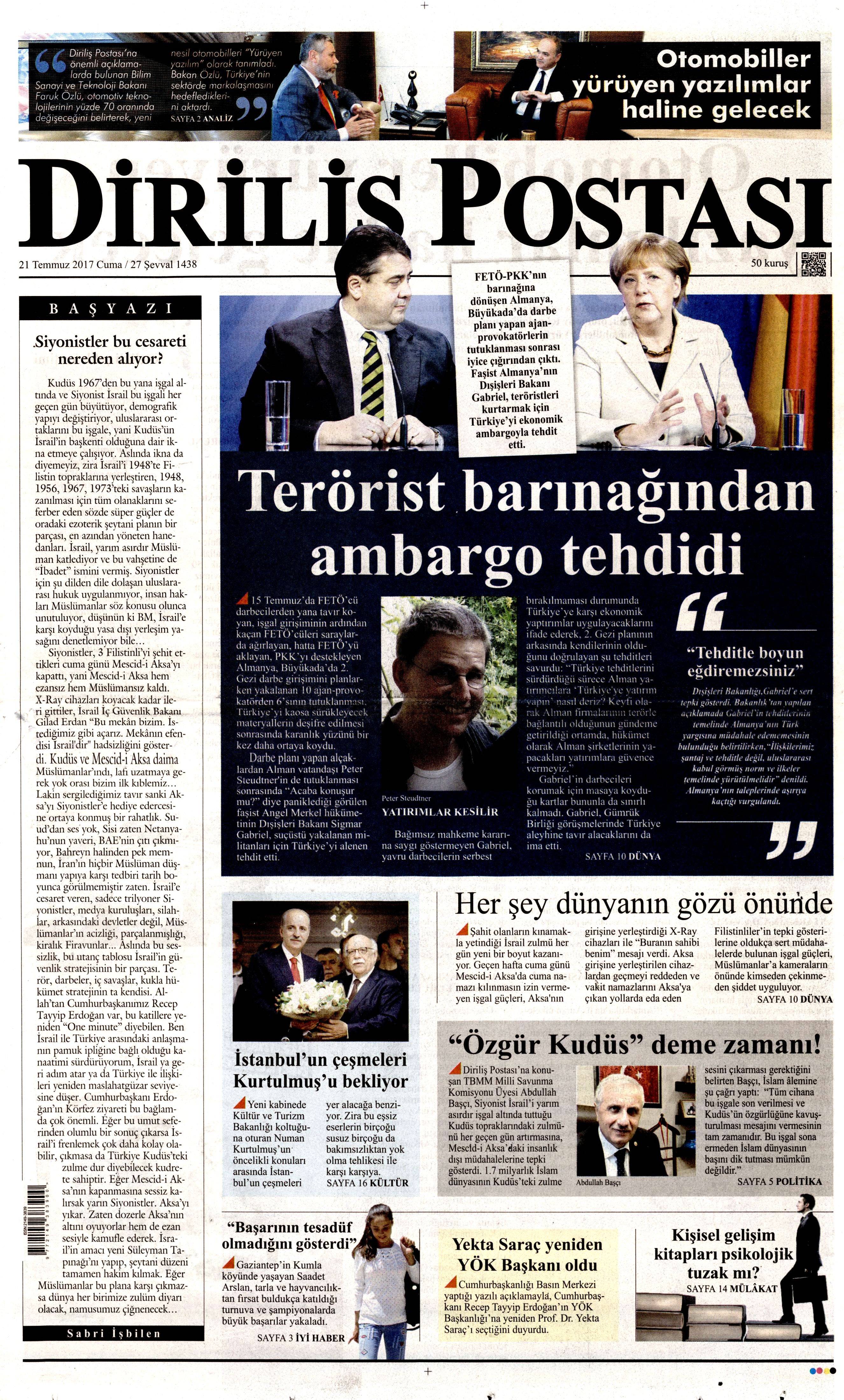 21 Temmuz 2017 gazete manşetleri - 6