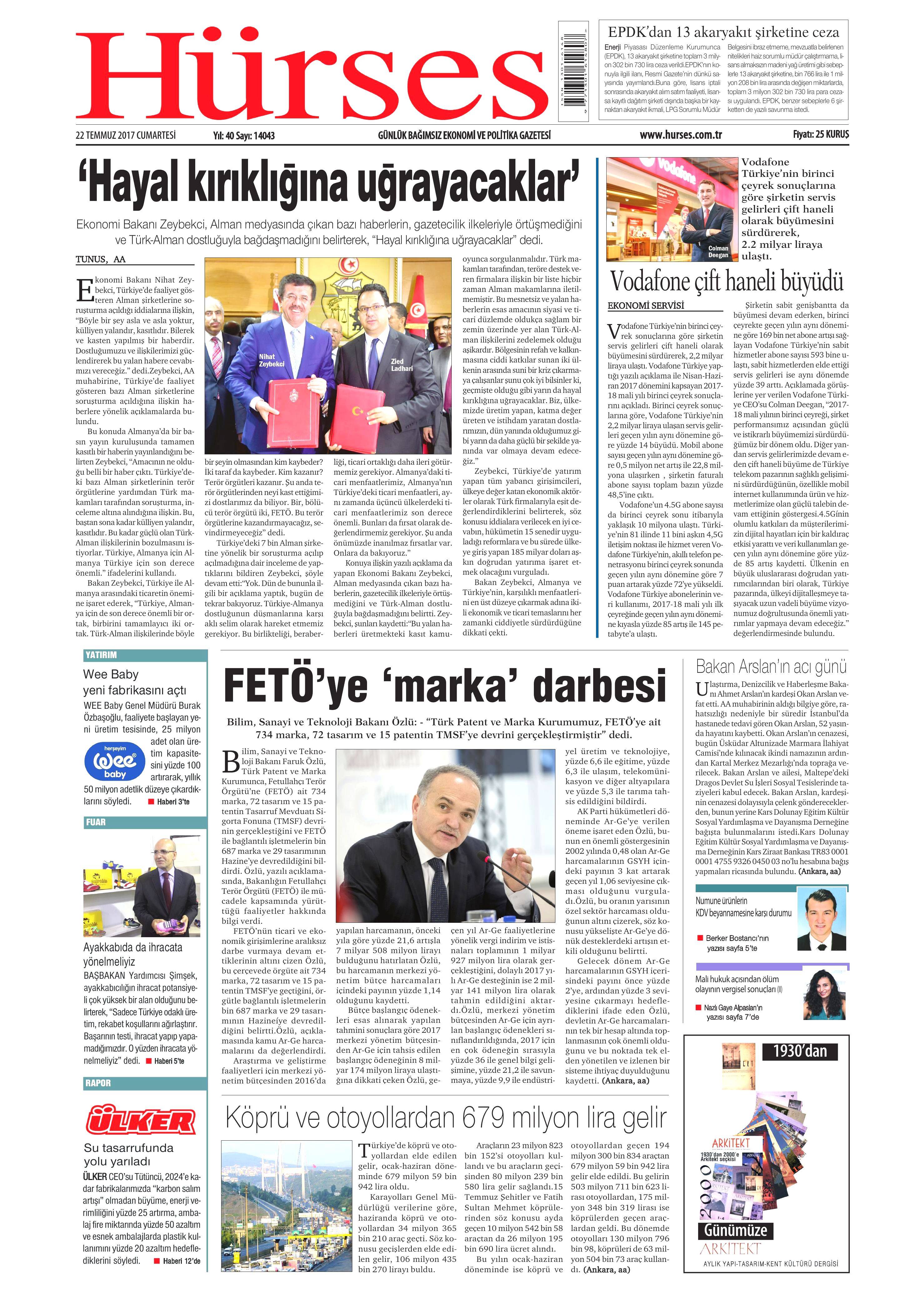 22 Temmuz 2017 gazete manşetleri - 11