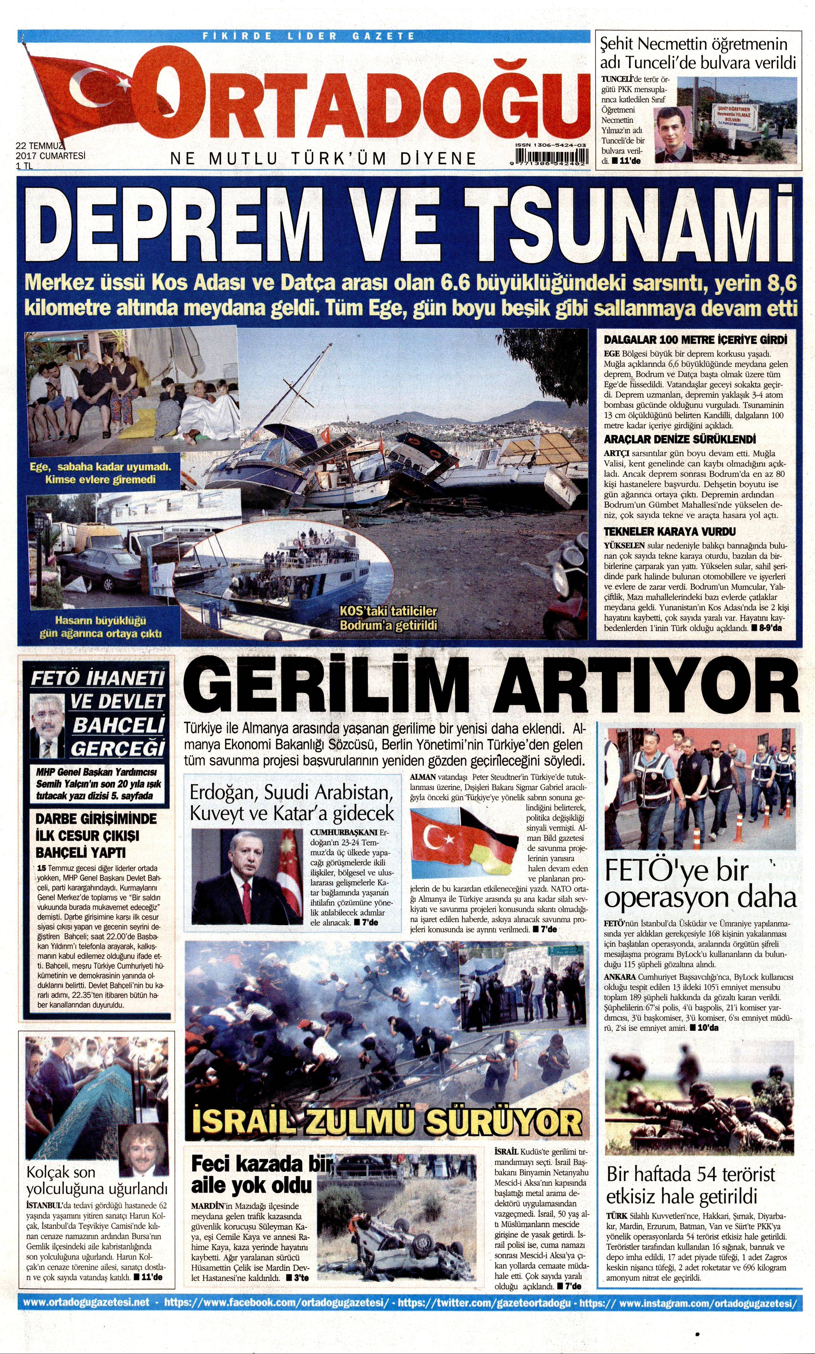 22 Temmuz 2017 gazete manşetleri - 18