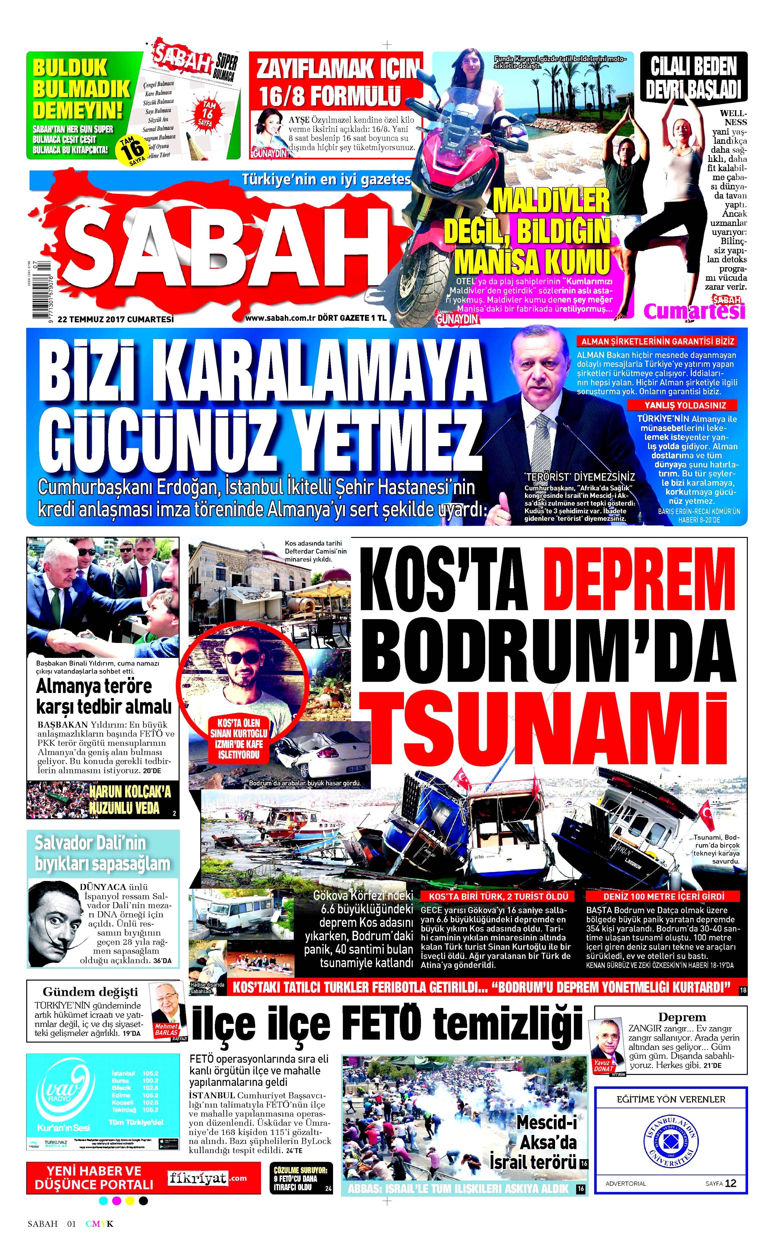 22 Temmuz 2017 gazete manşetleri - 20