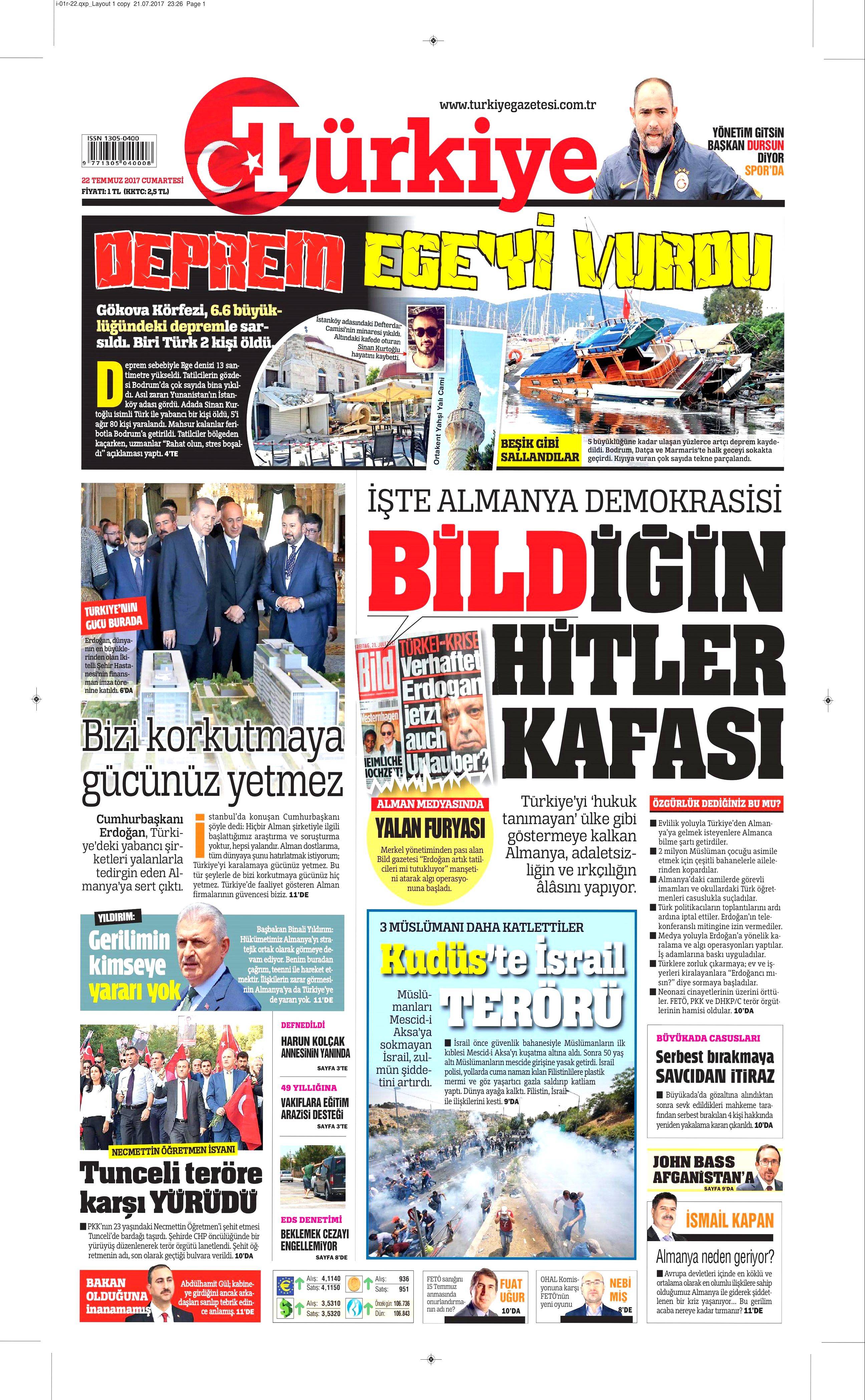 22 Temmuz 2017 gazete manşetleri - 23