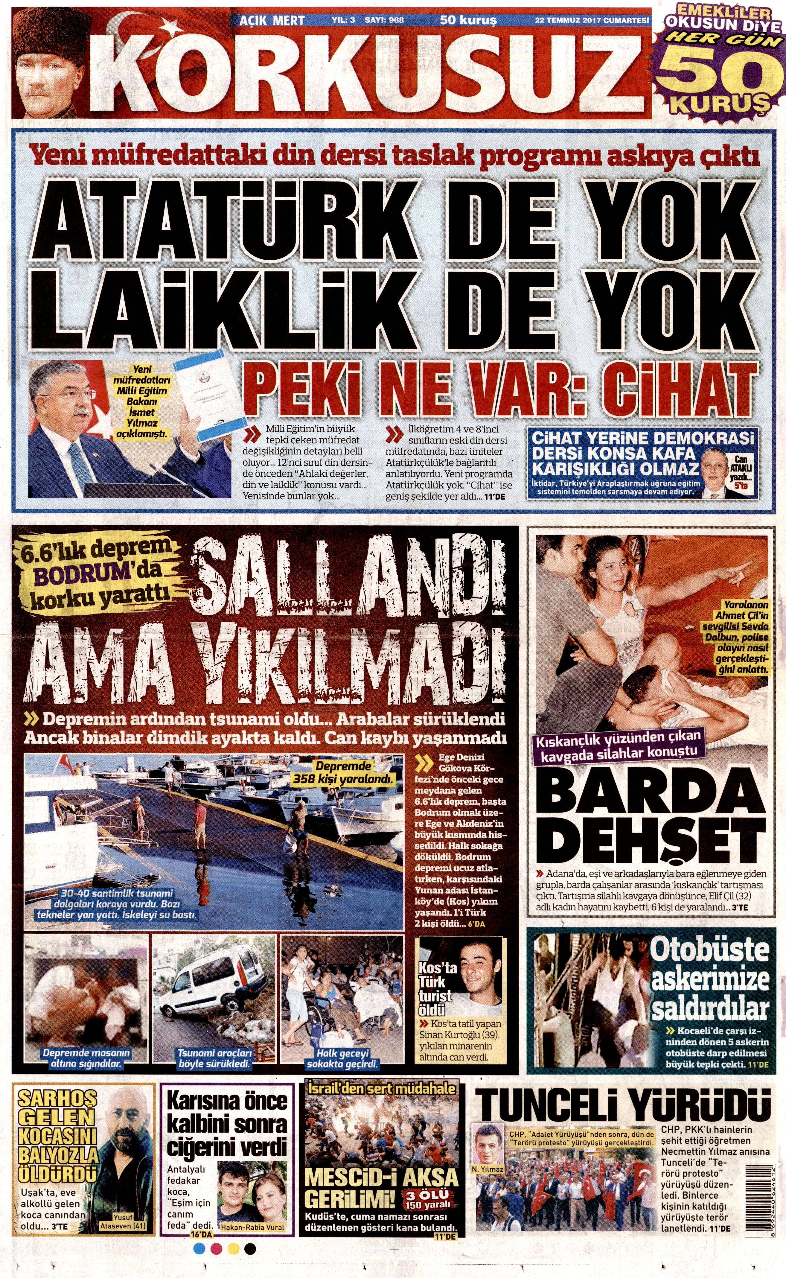 22 Temmuz 2017 gazete manşetleri - 14