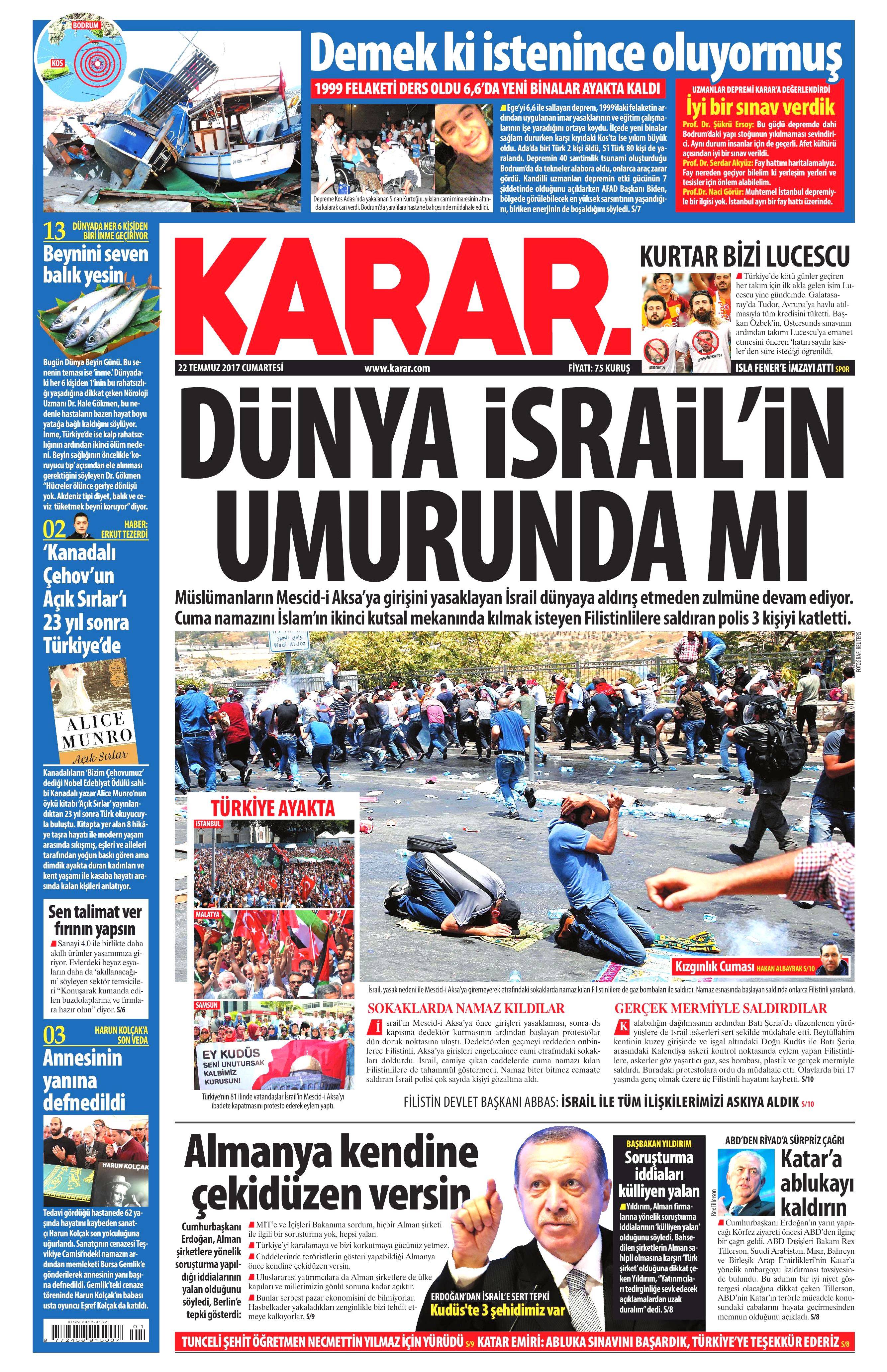 22 Temmuz 2017 gazete manşetleri - 13