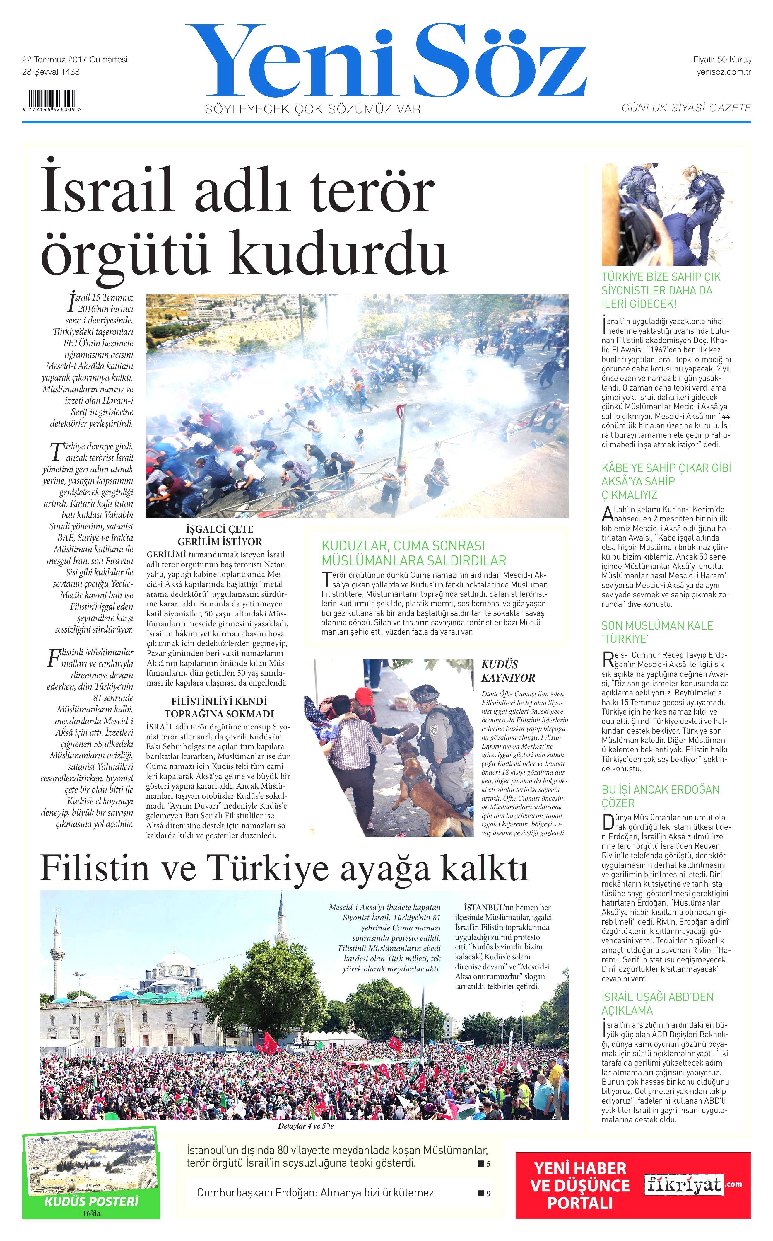 22 Temmuz 2017 gazete manşetleri - 30