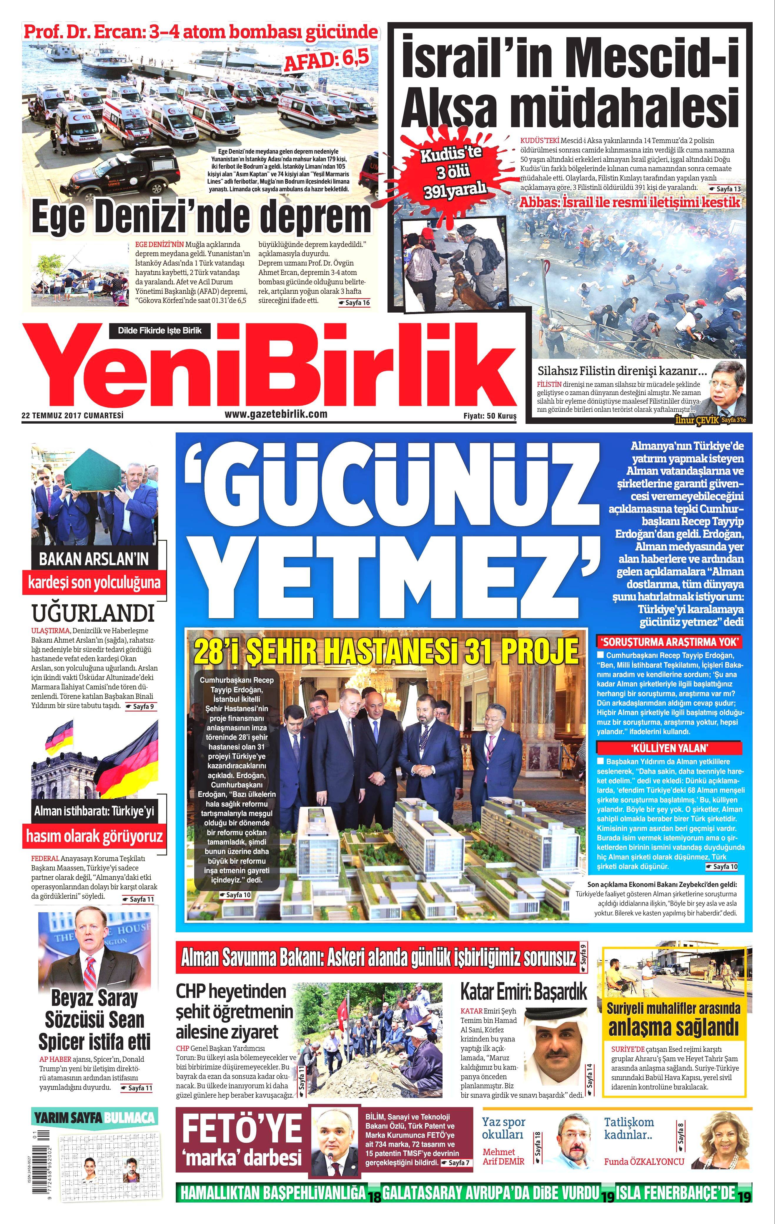 22 Temmuz 2017 gazete manşetleri - 31