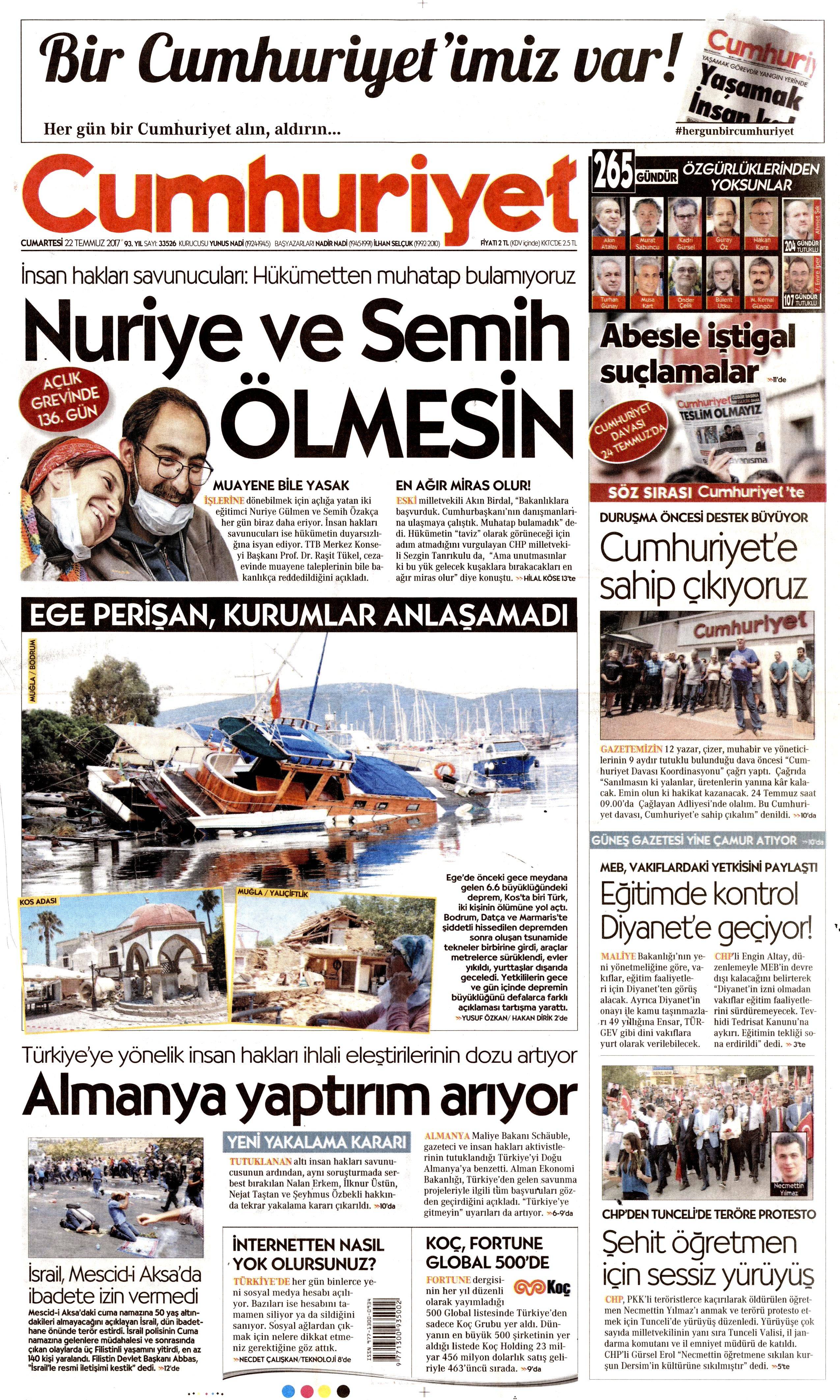 22 Temmuz 2017 gazete manşetleri - 38