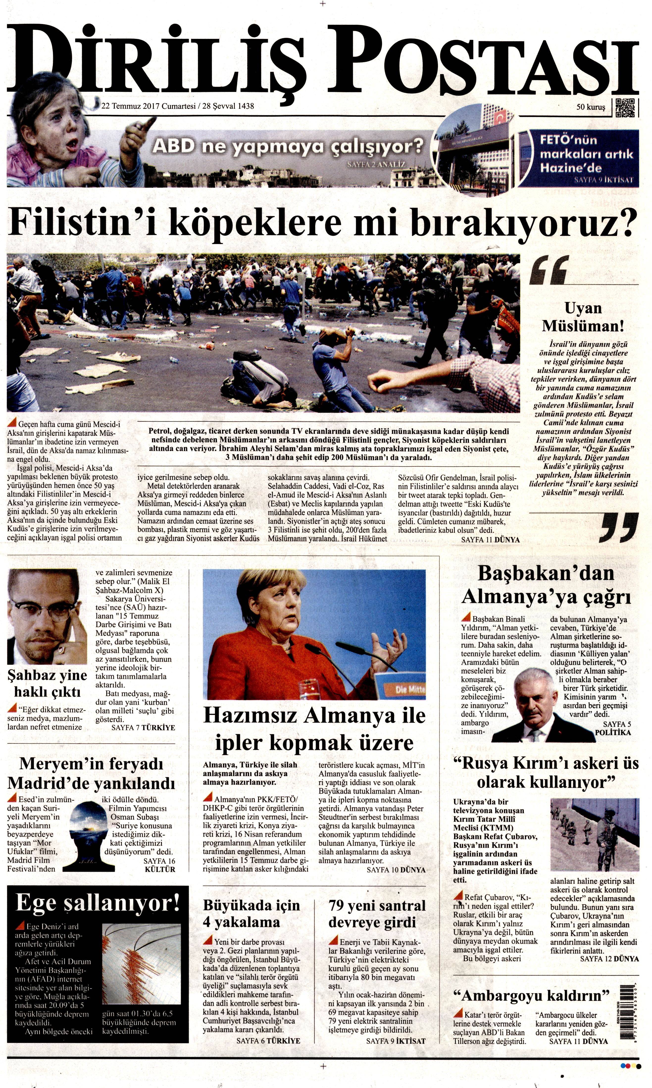 22 Temmuz 2017 gazete manşetleri - 4