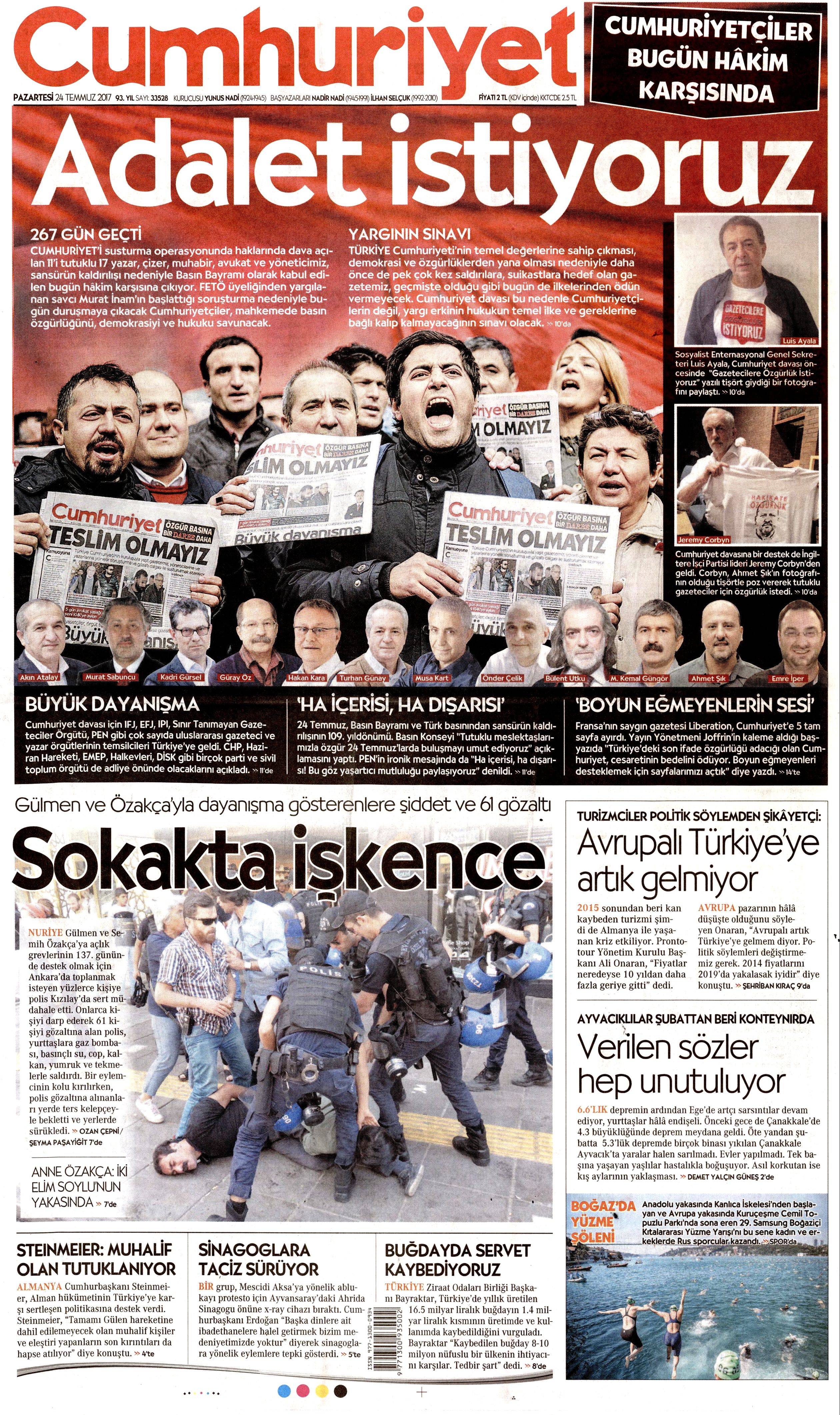 24 Temmuz 2017 gazete manşetleri - 36