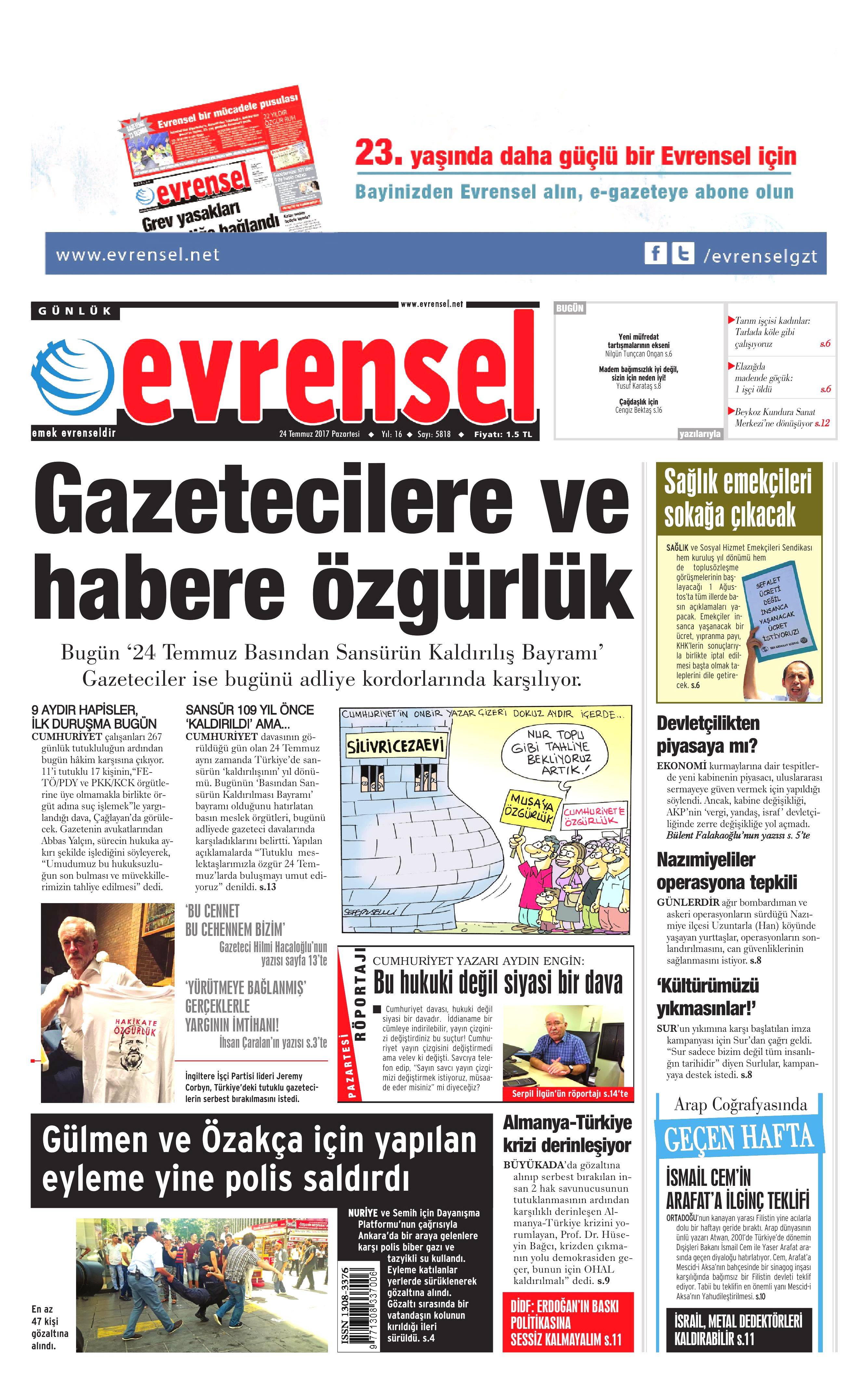 24 Temmuz 2017 gazete manşetleri - 37