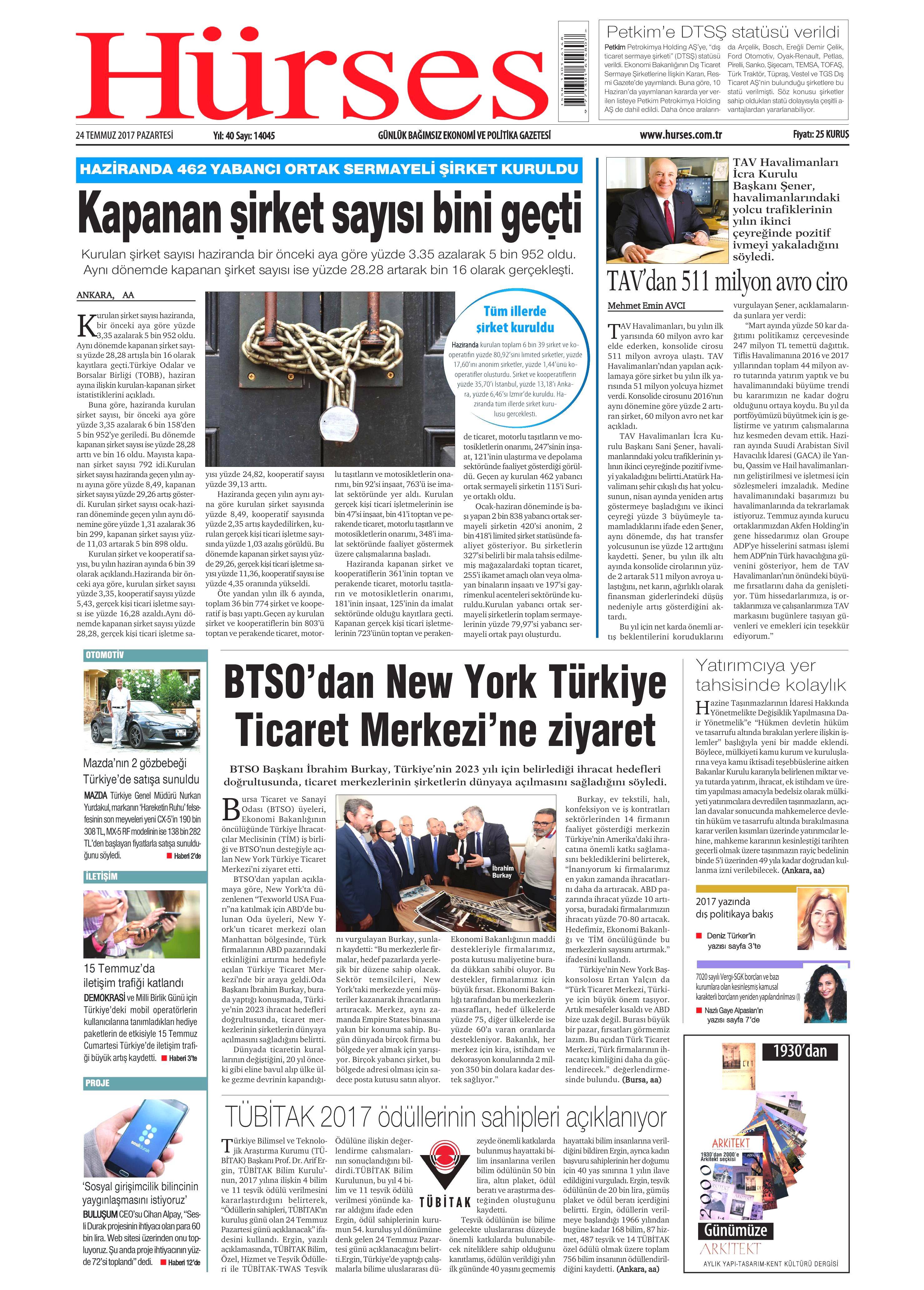 24 Temmuz 2017 gazete manşetleri - 10