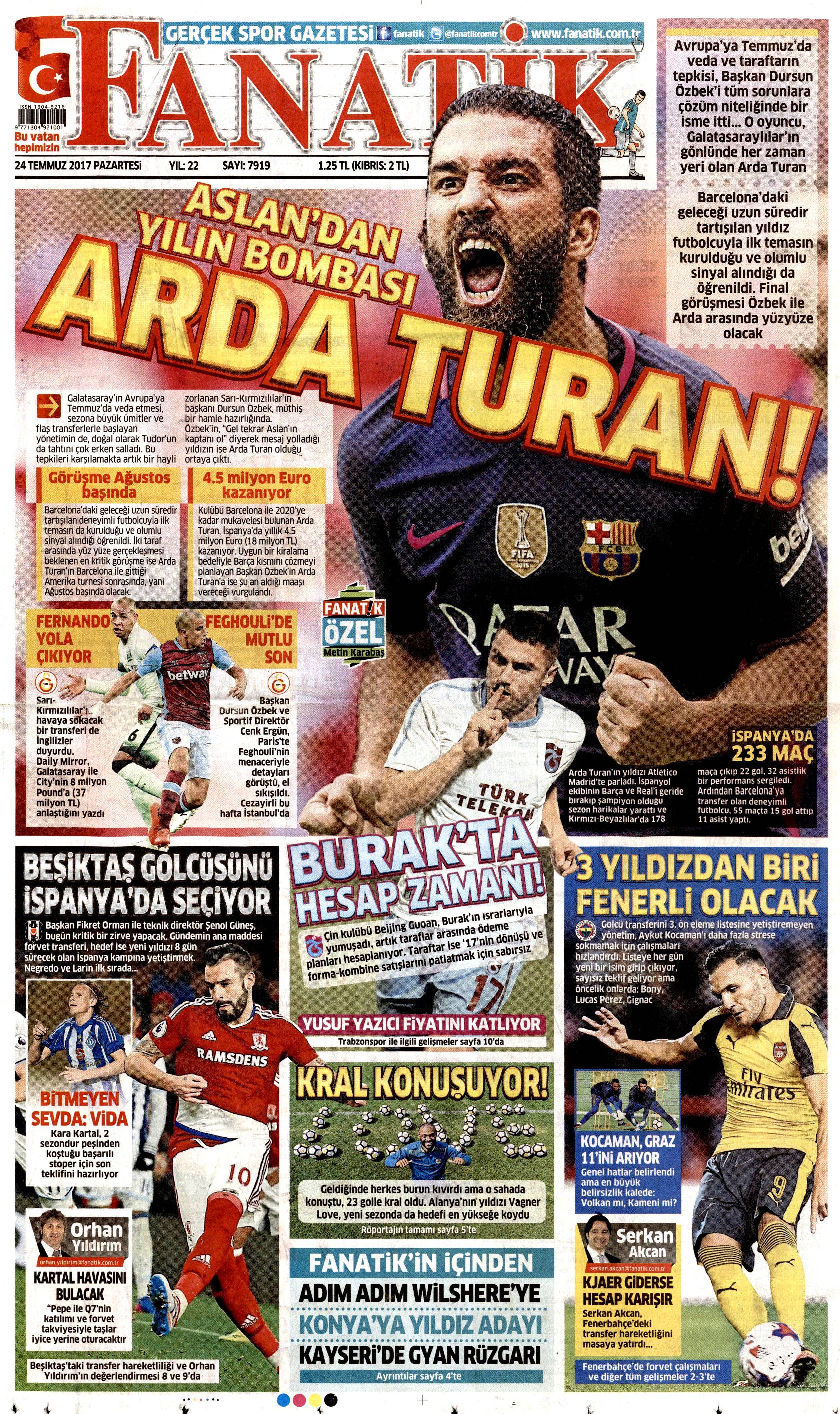 24 Temmuz 2017 gazete manşetleri - 32