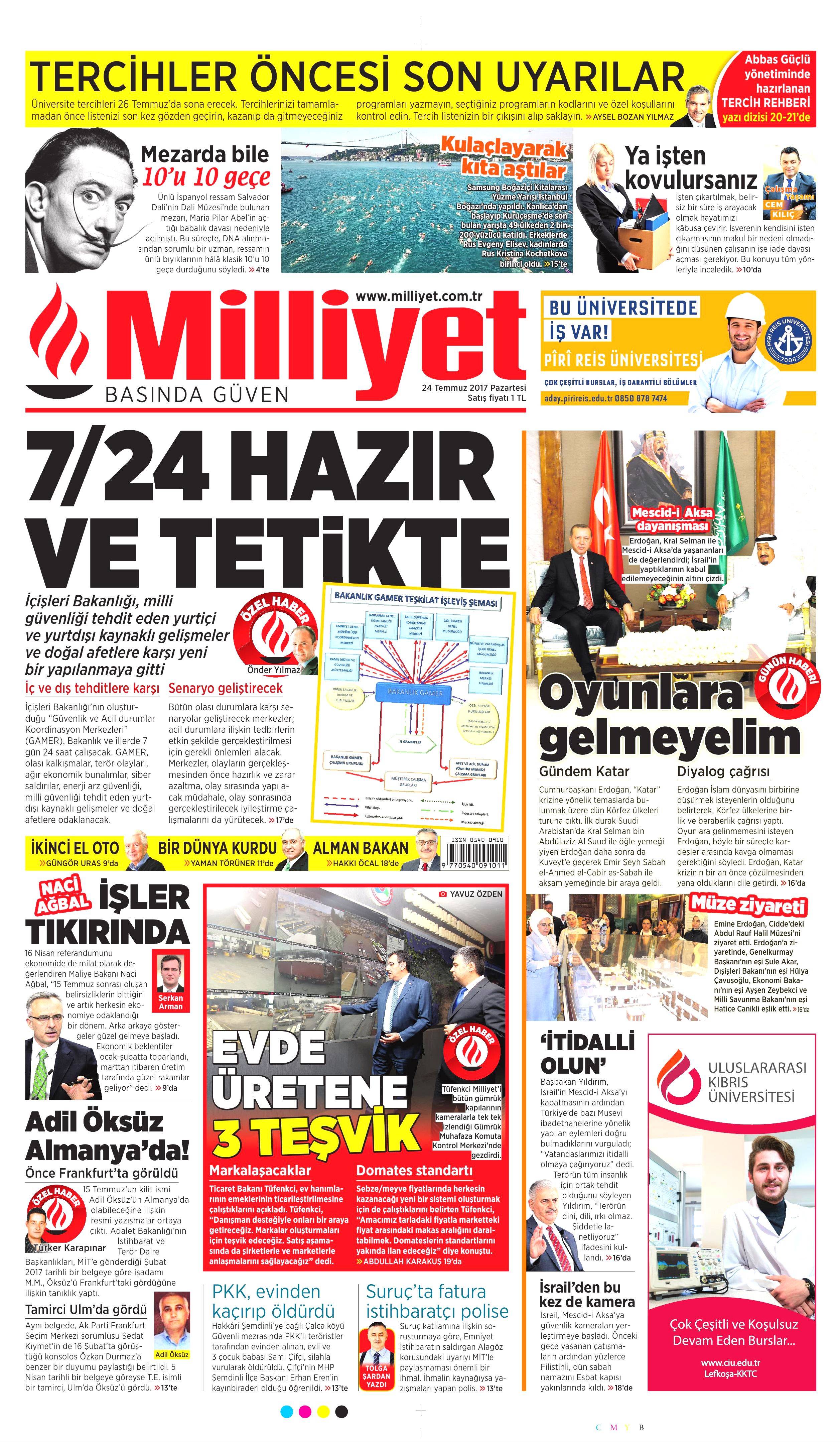 24 Temmuz 2017 gazete manşetleri - 17