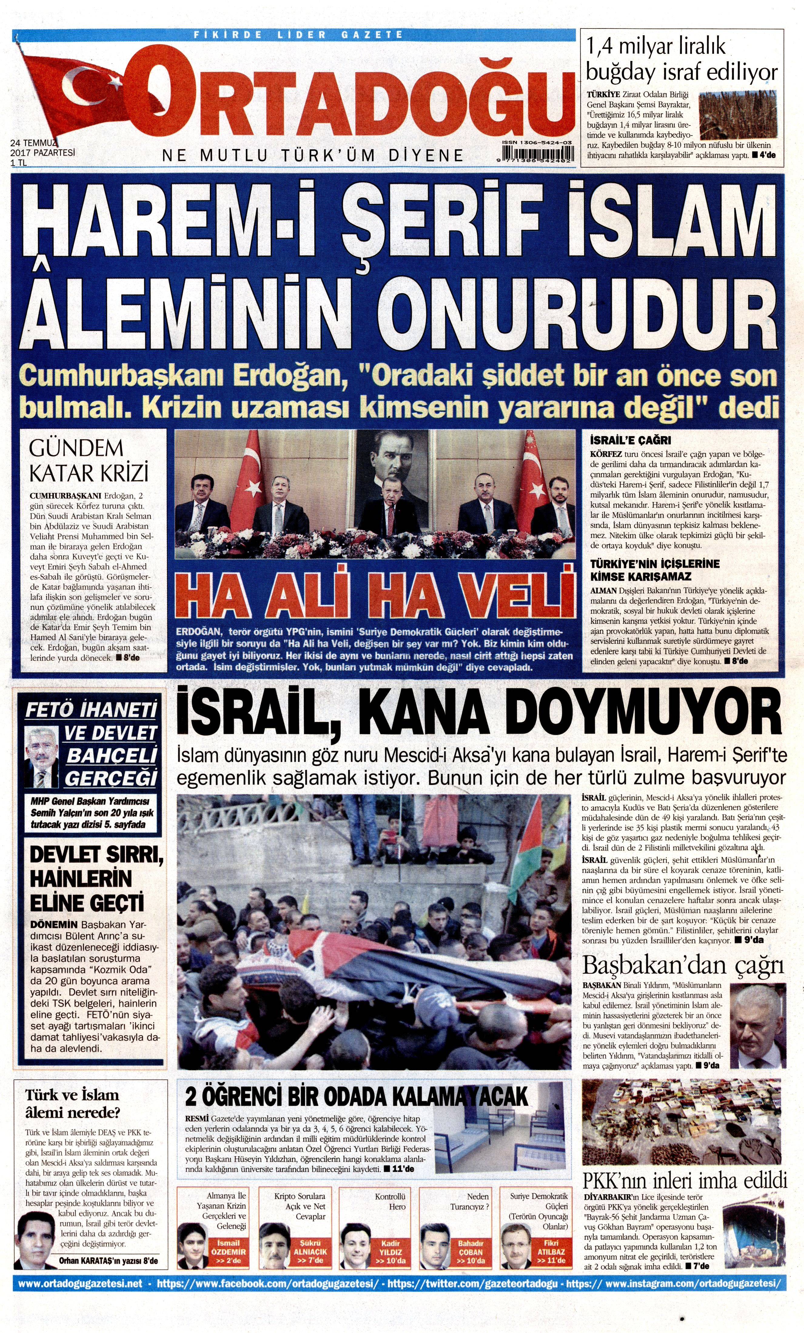 24 Temmuz 2017 gazete manşetleri - 18