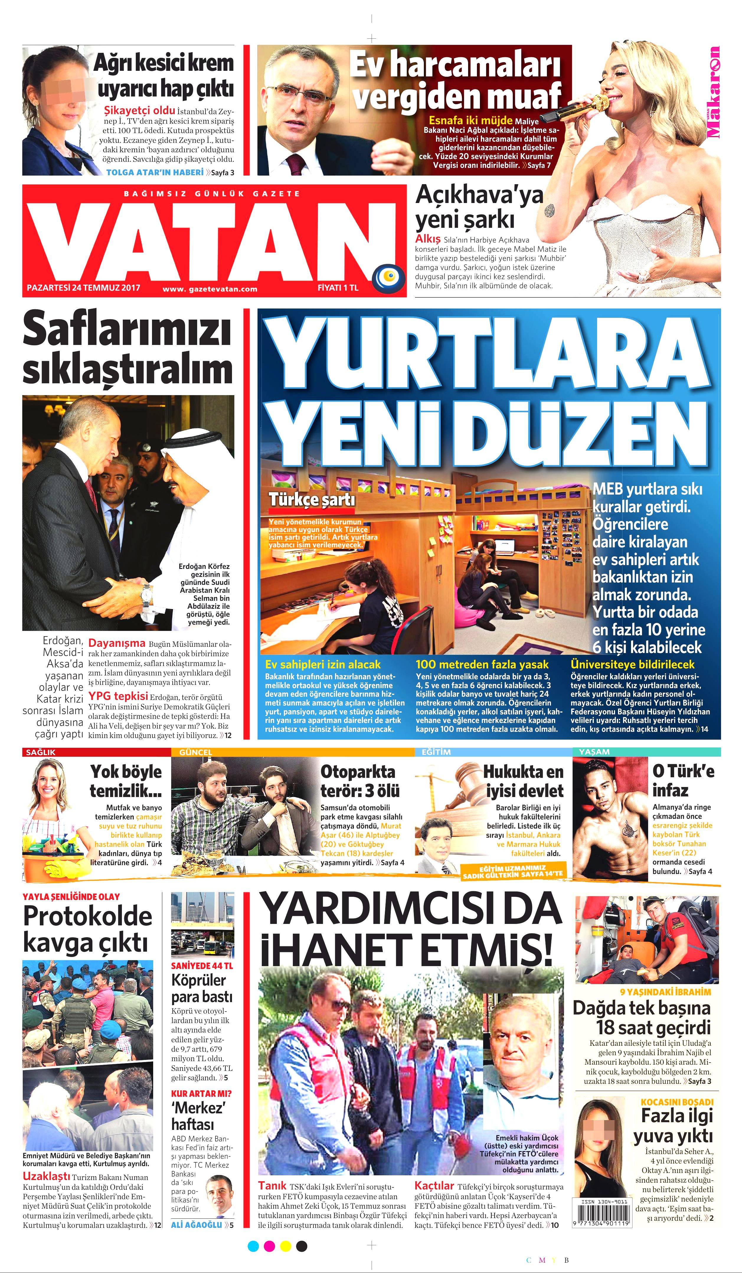 24 Temmuz 2017 gazete manşetleri - 25