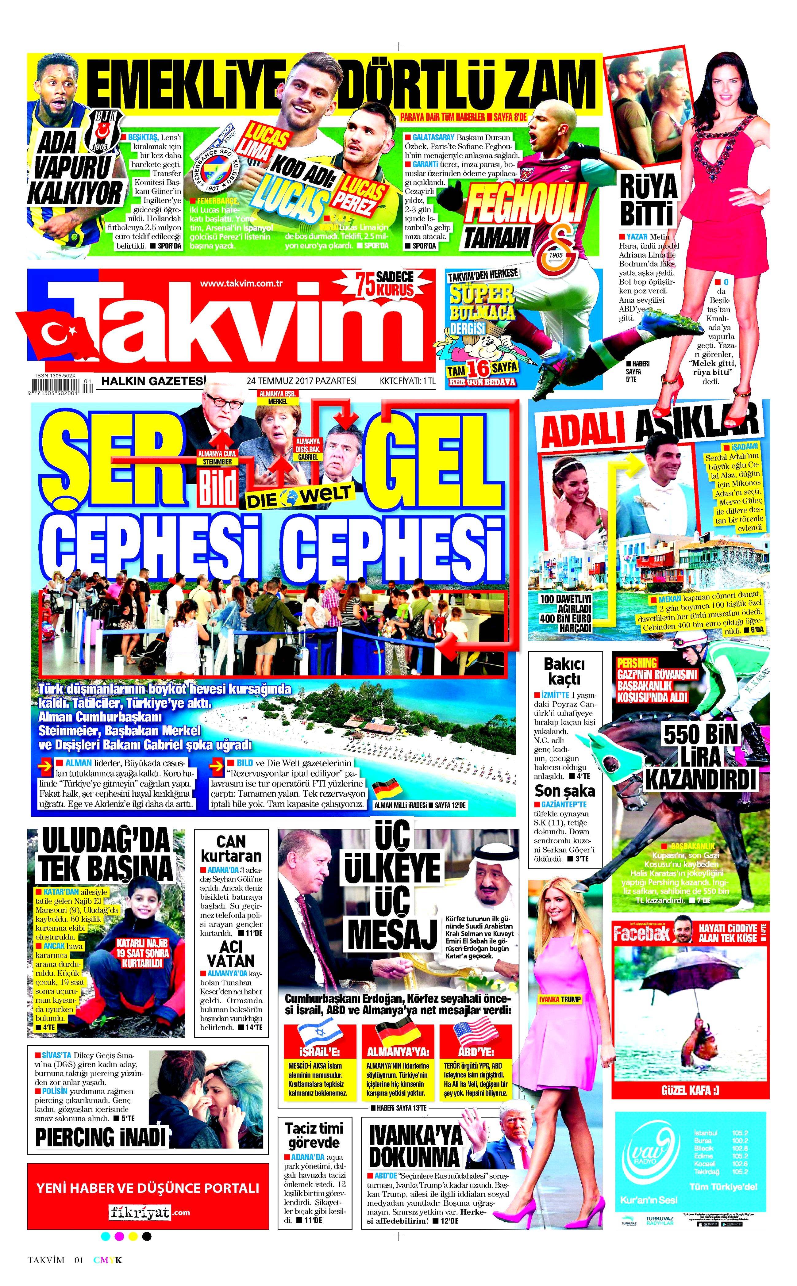 24 Temmuz 2017 gazete manşetleri - 23