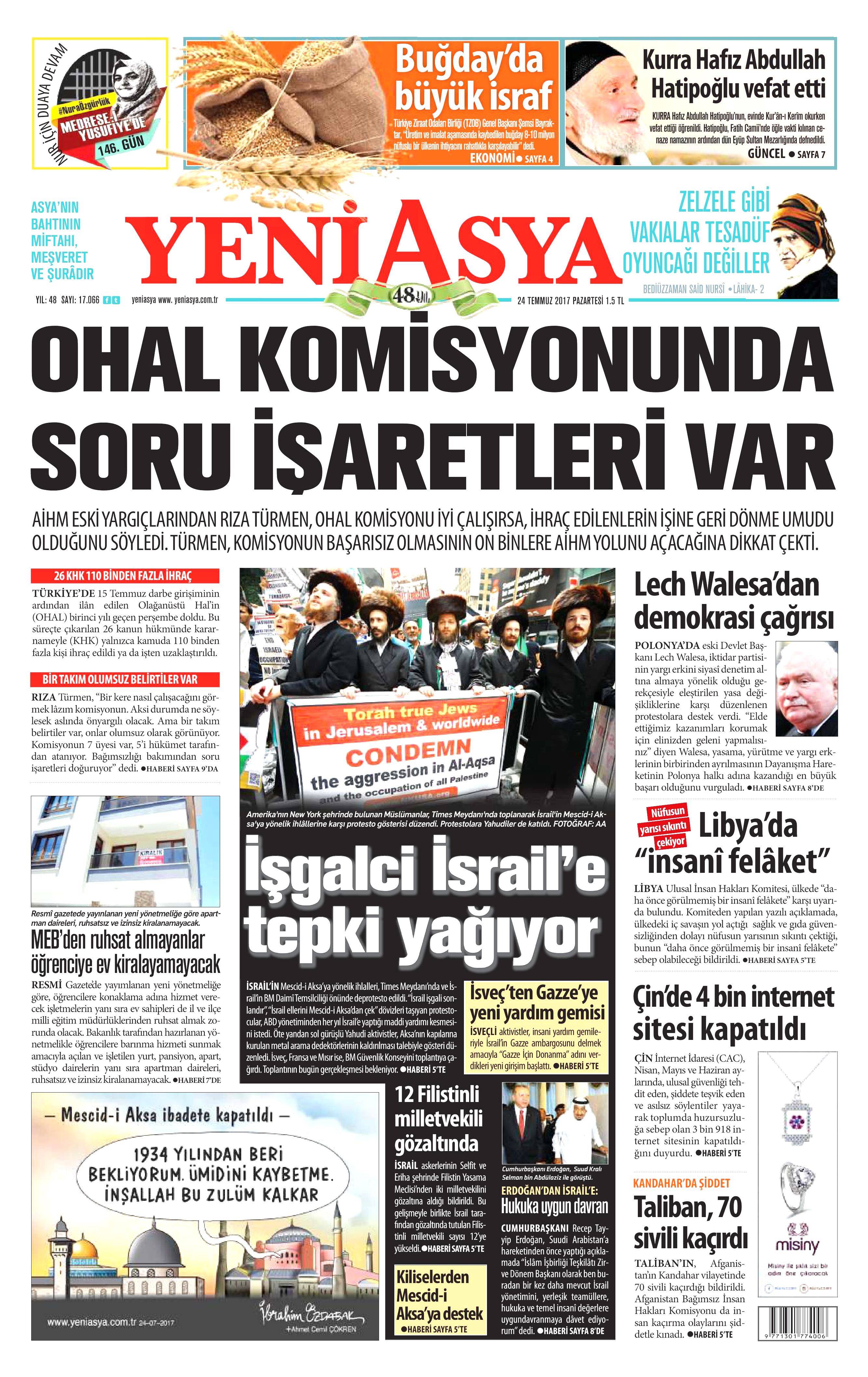 24 Temmuz 2017 gazete manşetleri - 26