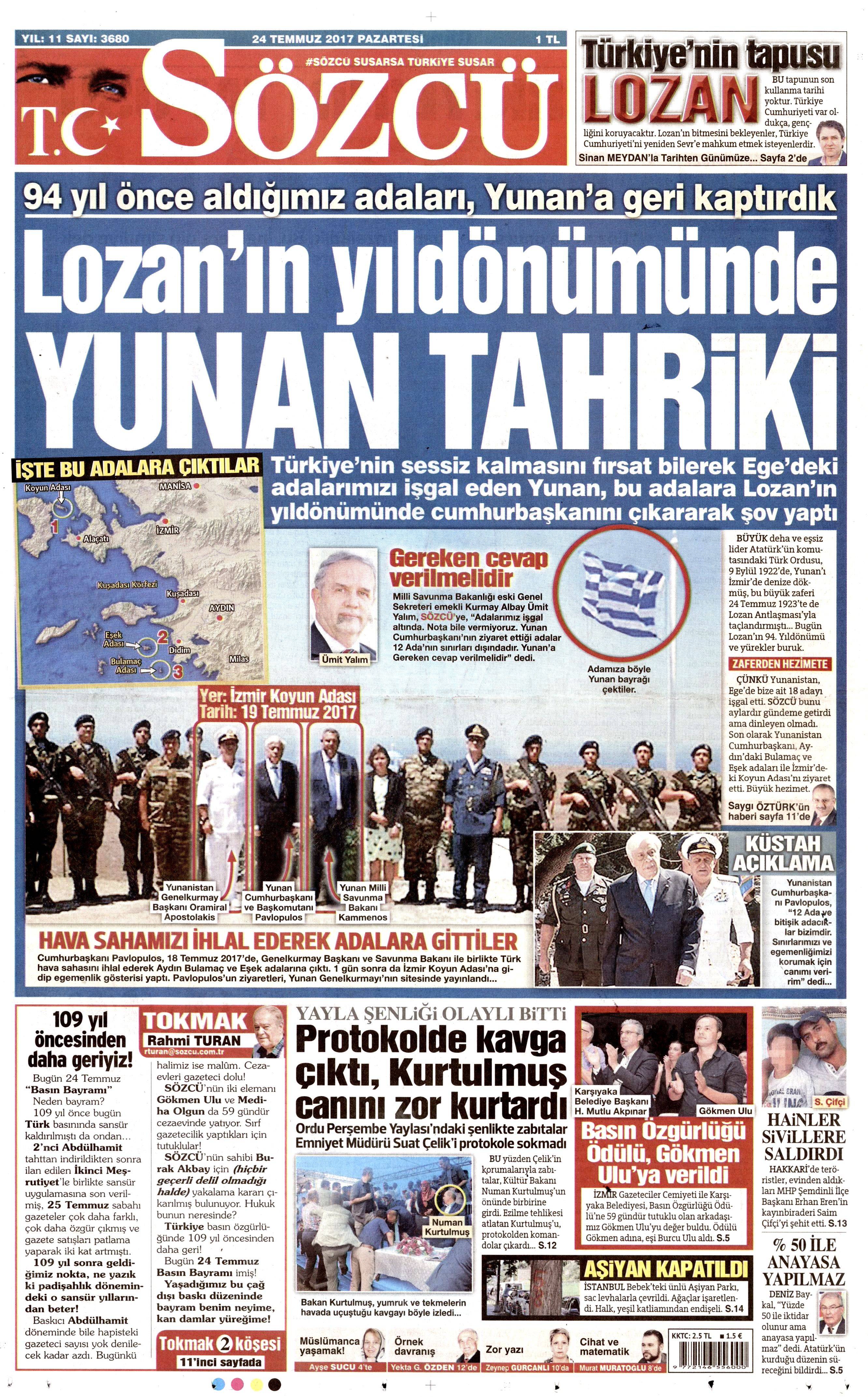 24 Temmuz 2017 gazete manşetleri - 22