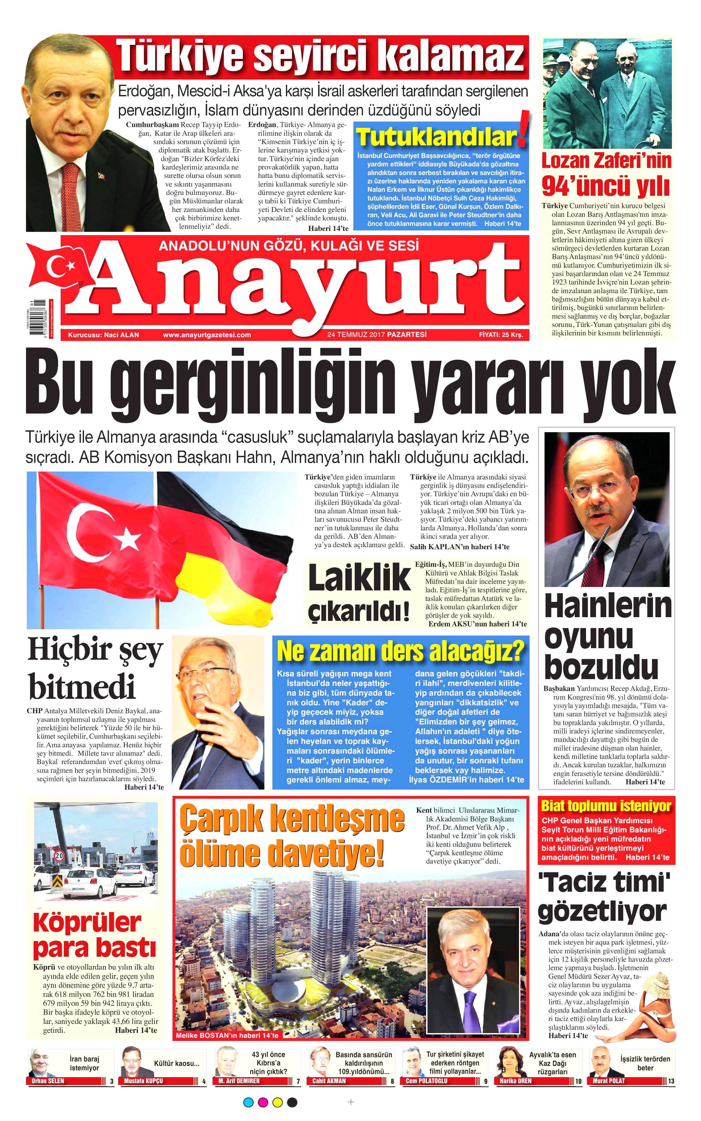 24 Temmuz 2017 gazete manşetleri - 3