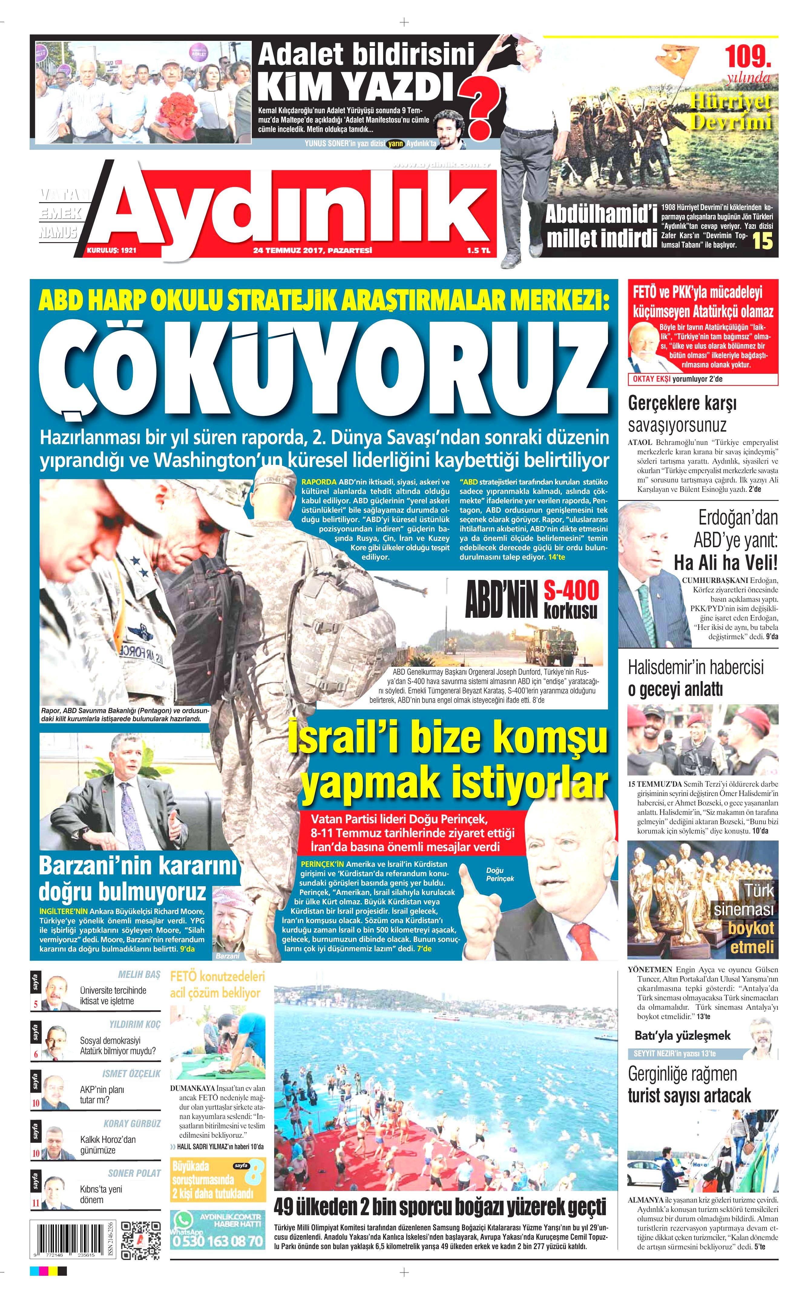 24 Temmuz 2017 gazete manşetleri - 34