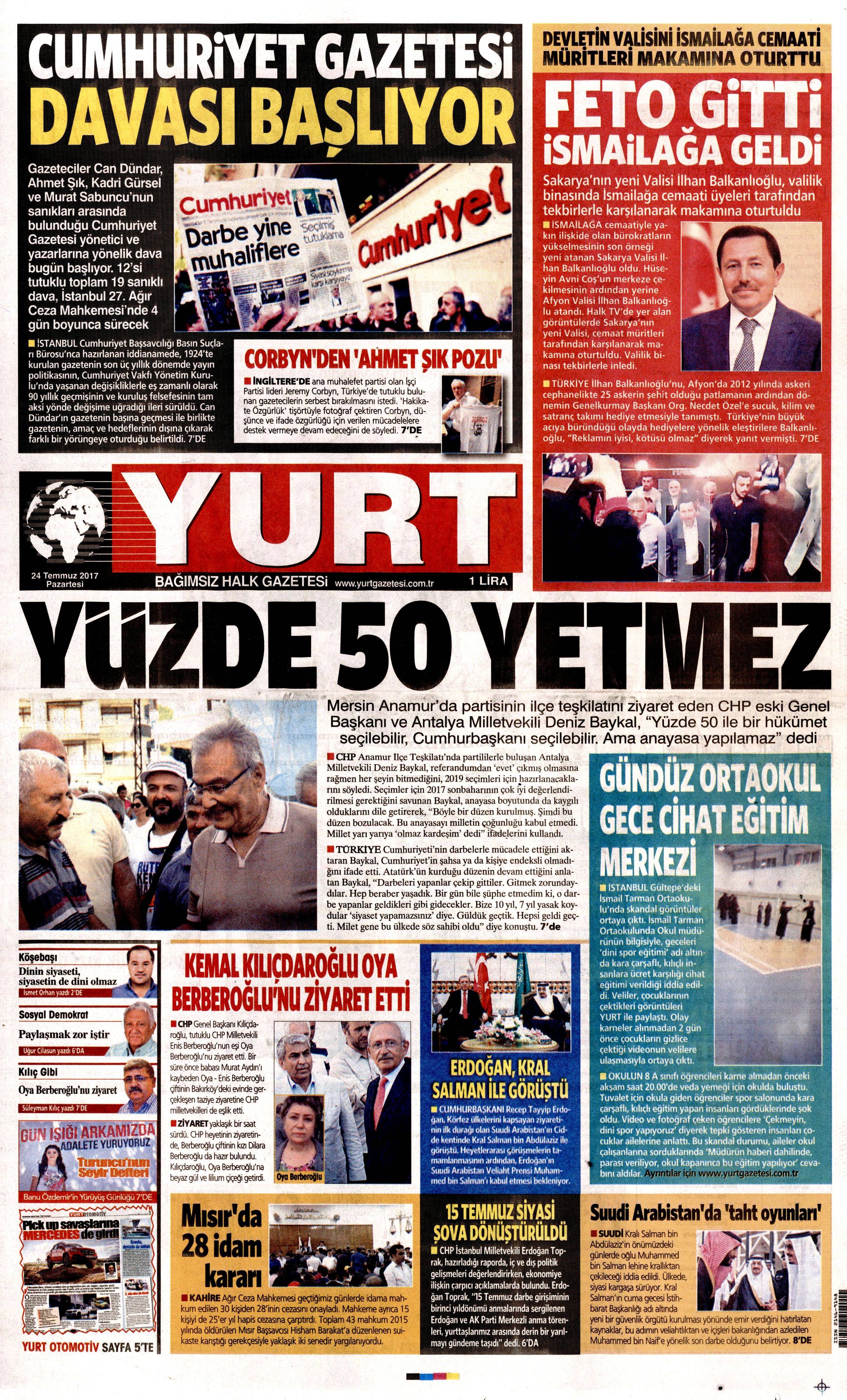 24 Temmuz 2017 gazete manşetleri - 29
