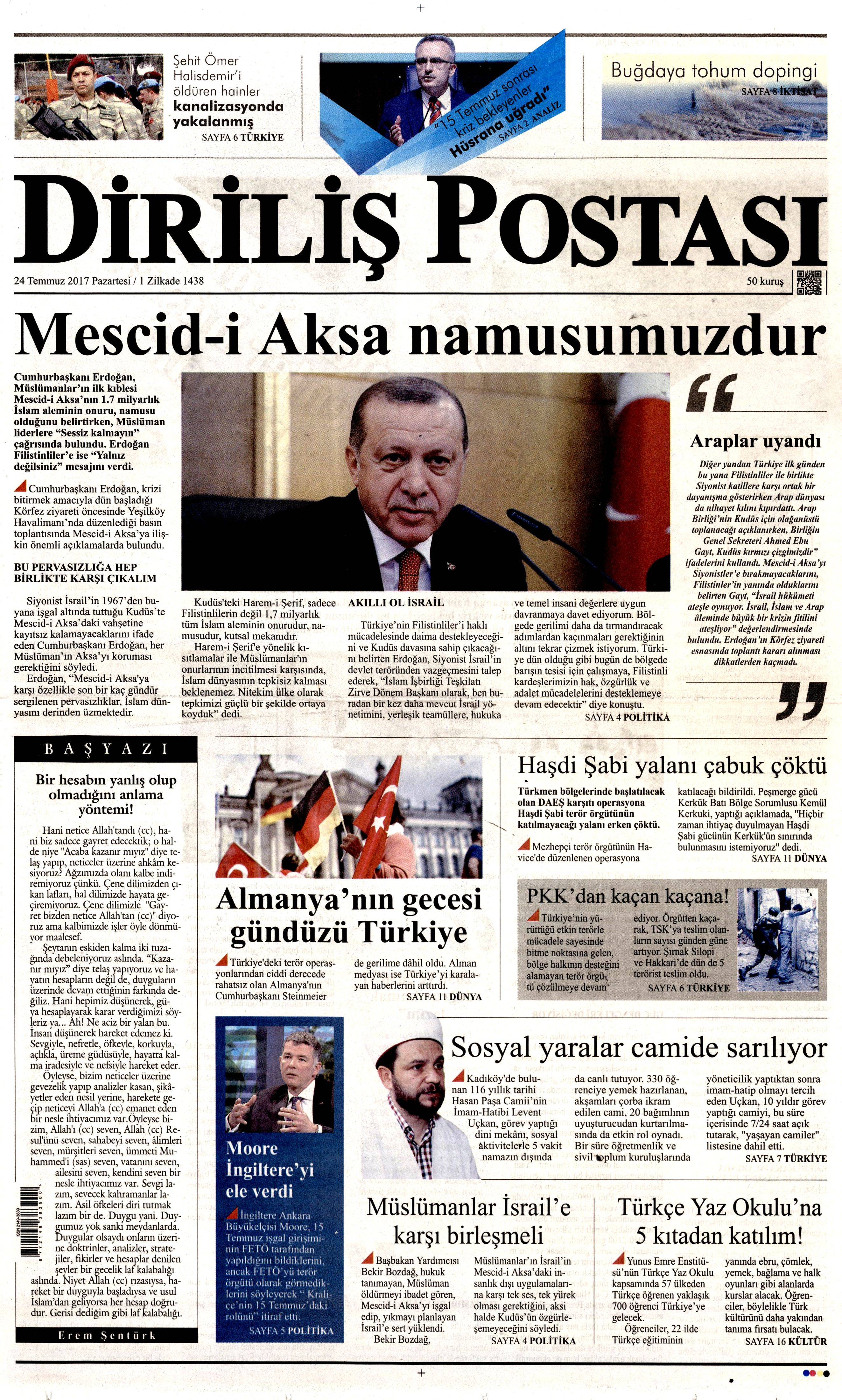 24 Temmuz 2017 gazete manşetleri - 7