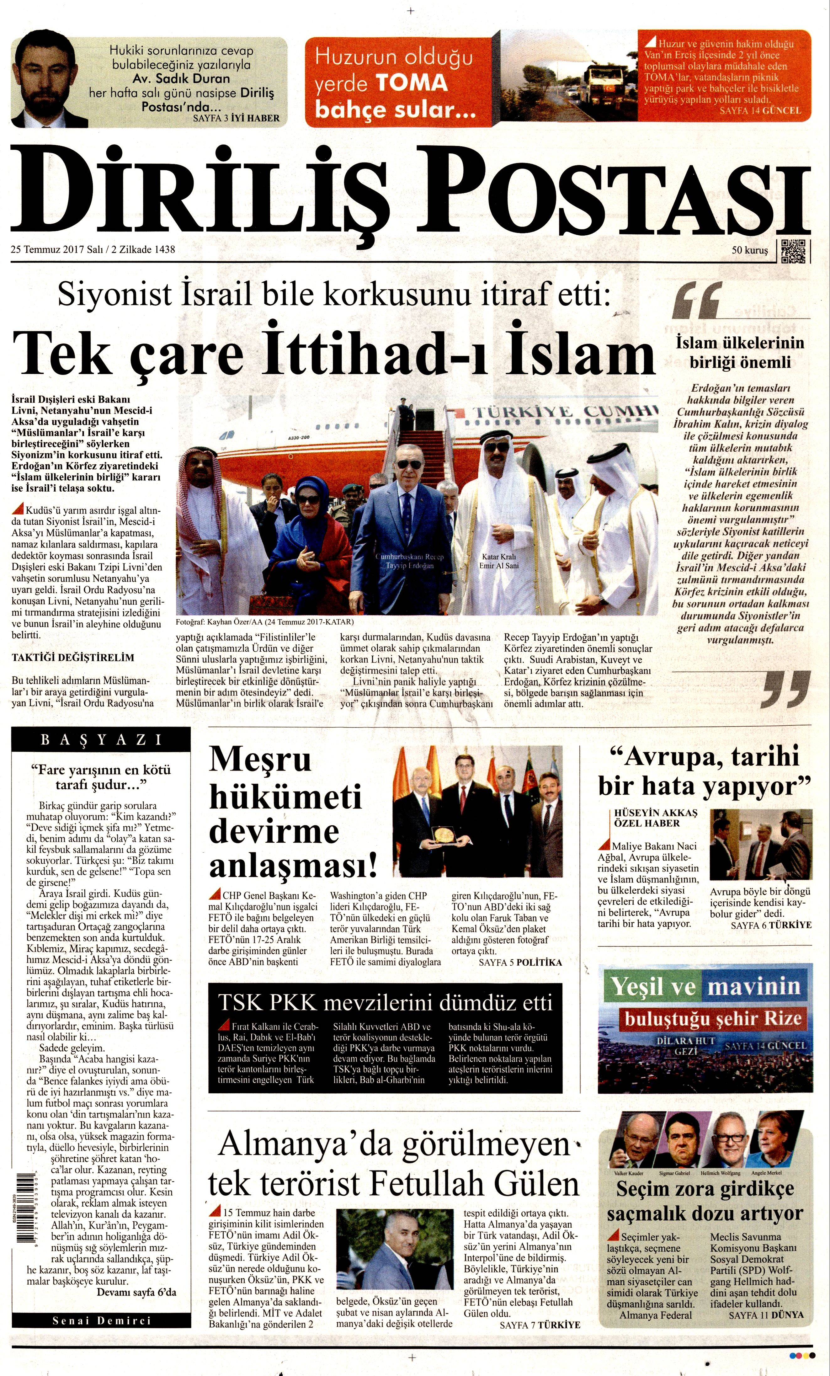 25 Temmuz 2017 gazete manşetleri - 175